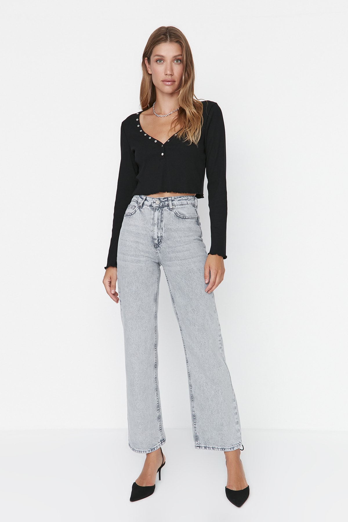 Trendyol Jeans - Gray - Wide leg