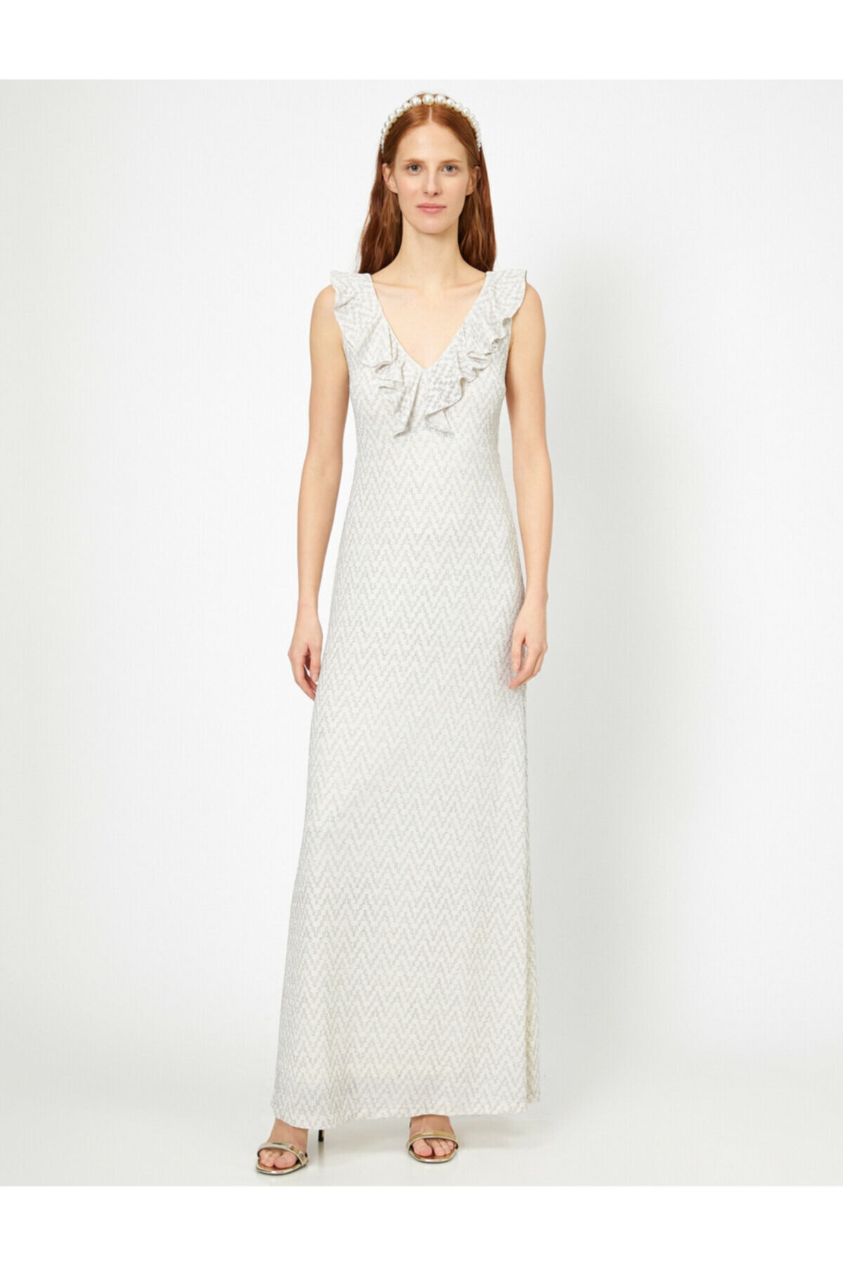 Koton Women's V-Neck Dress Evening Dress