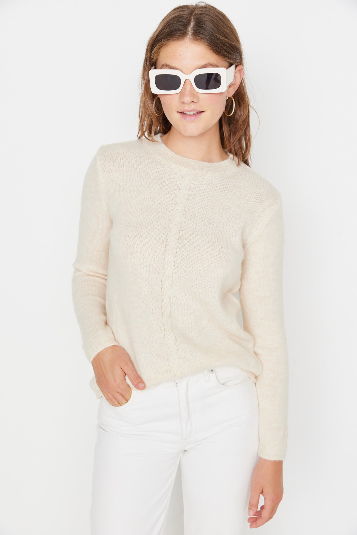 Trendyol Sweater - Beige - Regular fit