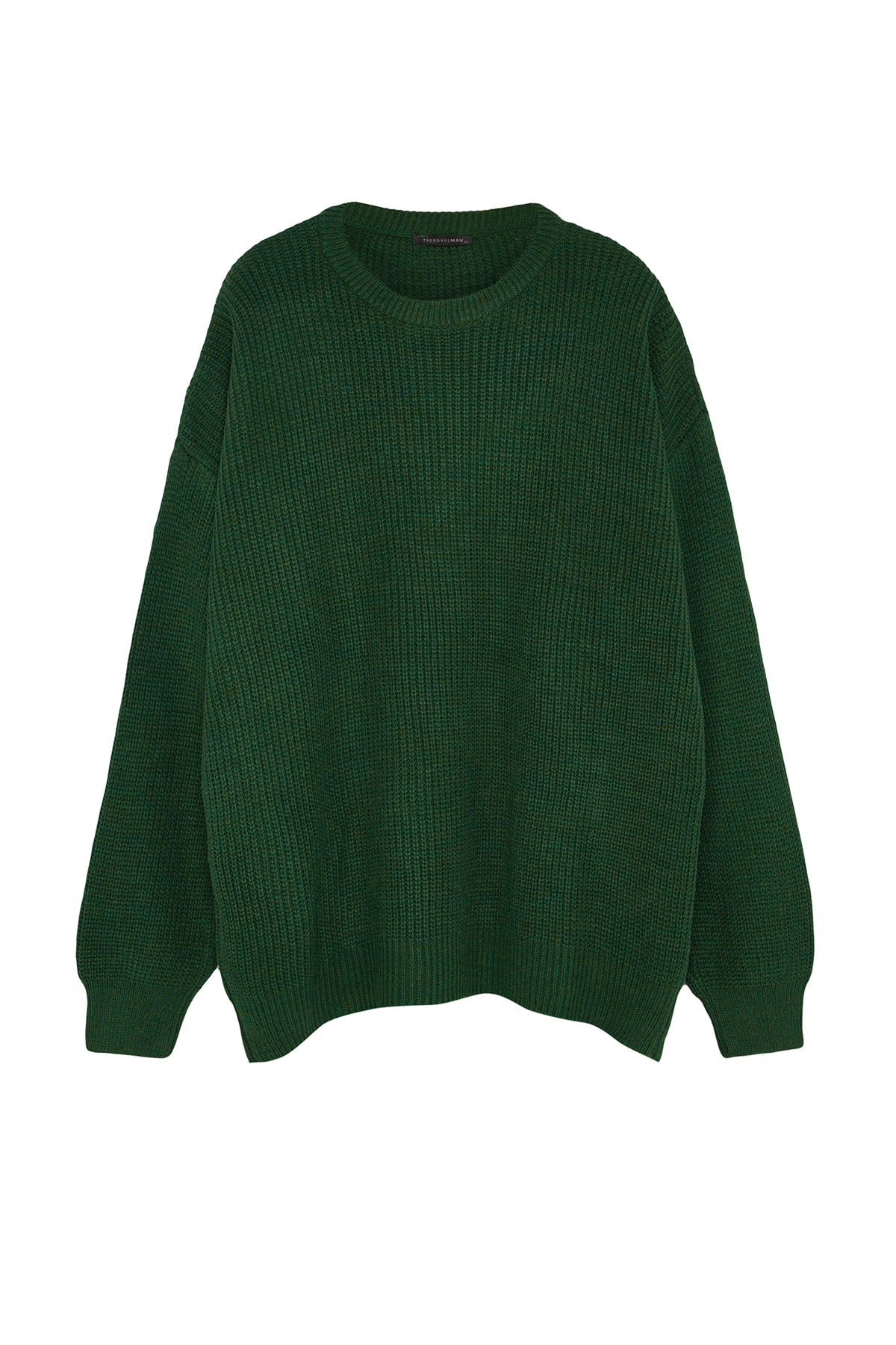 Levně Trendyol Khaki Plus Size Men Oversize Fit Wide fit Crew Neck Basic Knitwear Sweater