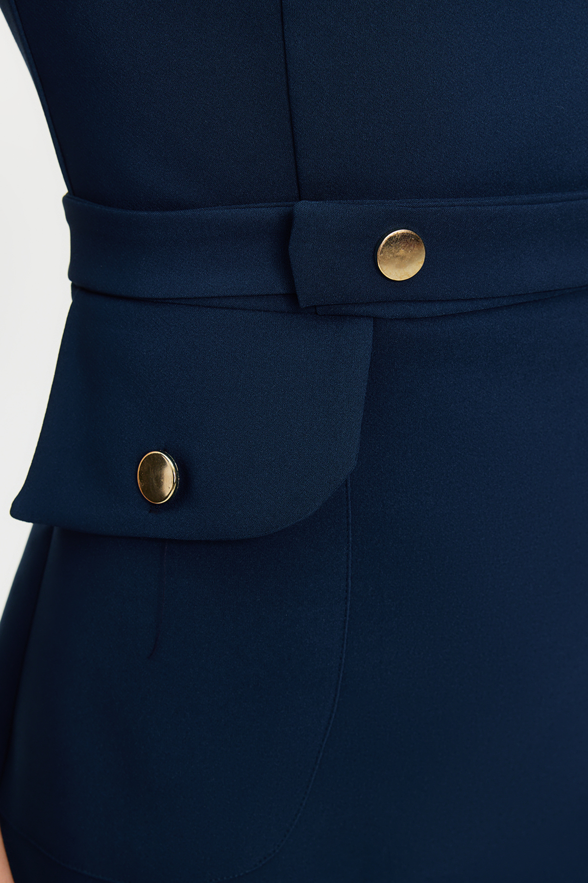 Trendyol Petrol Fitted Belted Pocket Detailed Mini Dress