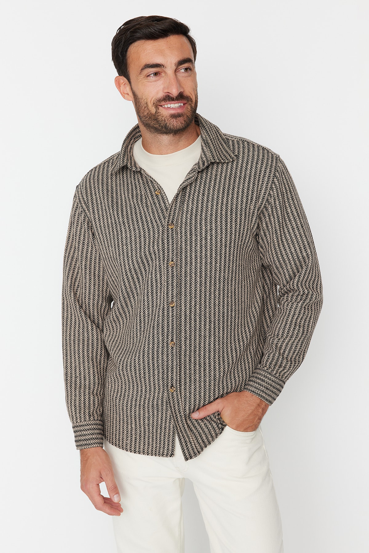 Trendyol Shirt - Beige - Regular fit
