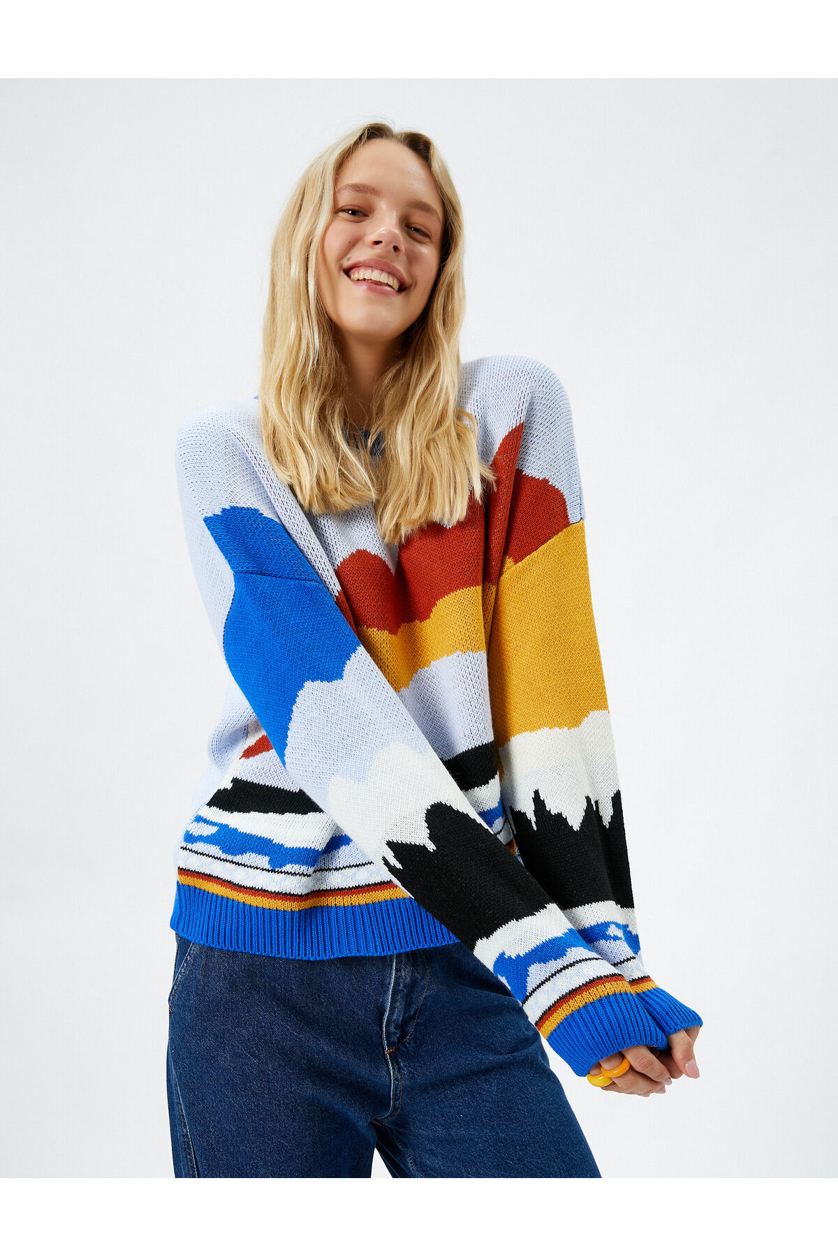 Levně Koton Knitwear Sweater Crew Neck Long Sleeve Multi Color