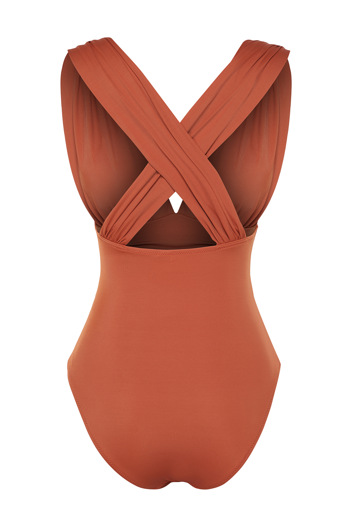 Trendyol Tile Deep Low-Cut Draped Regular Core Swimsuit