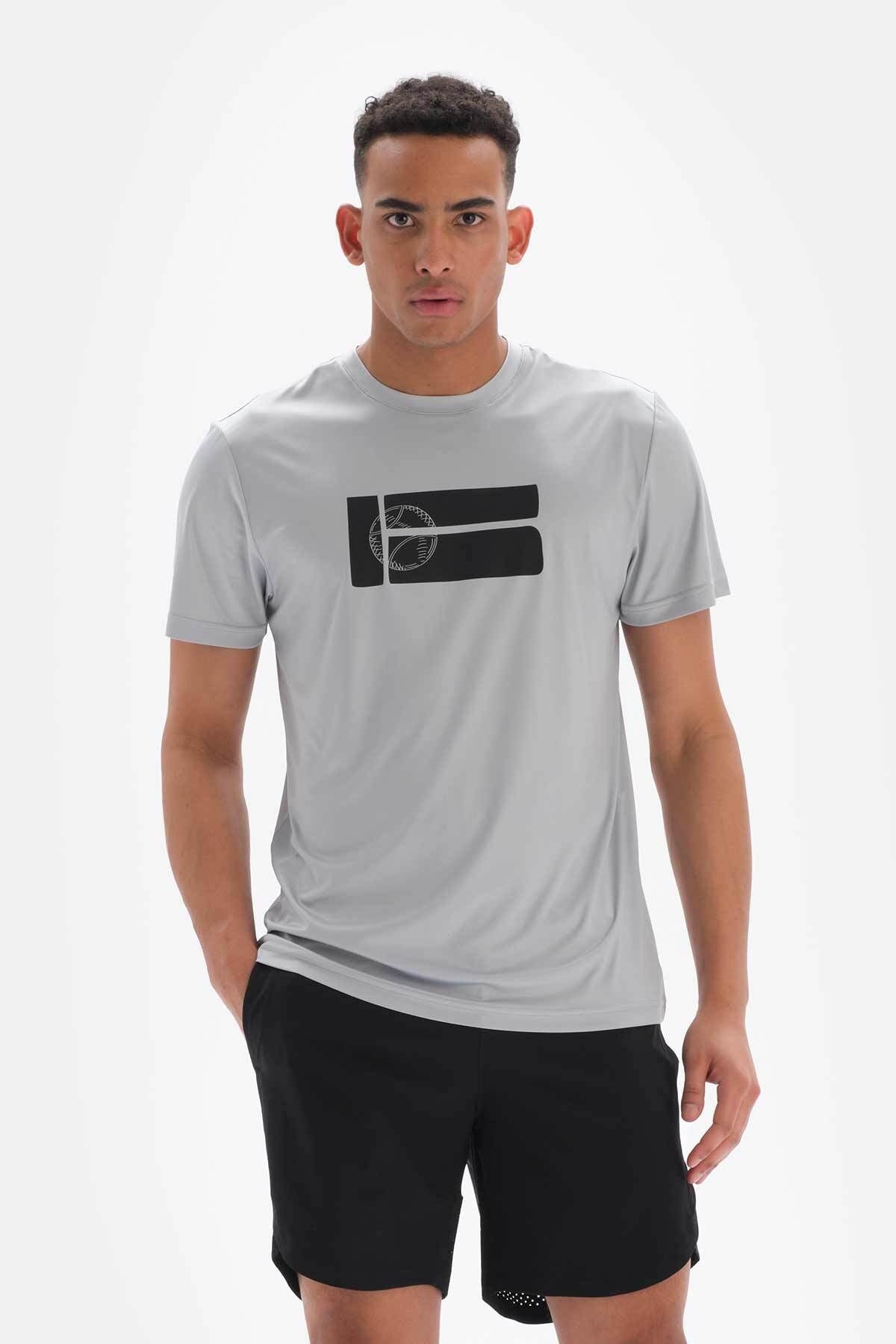 Dagi Pánske sivé tričko s tenisovými loptičkami s potlačou