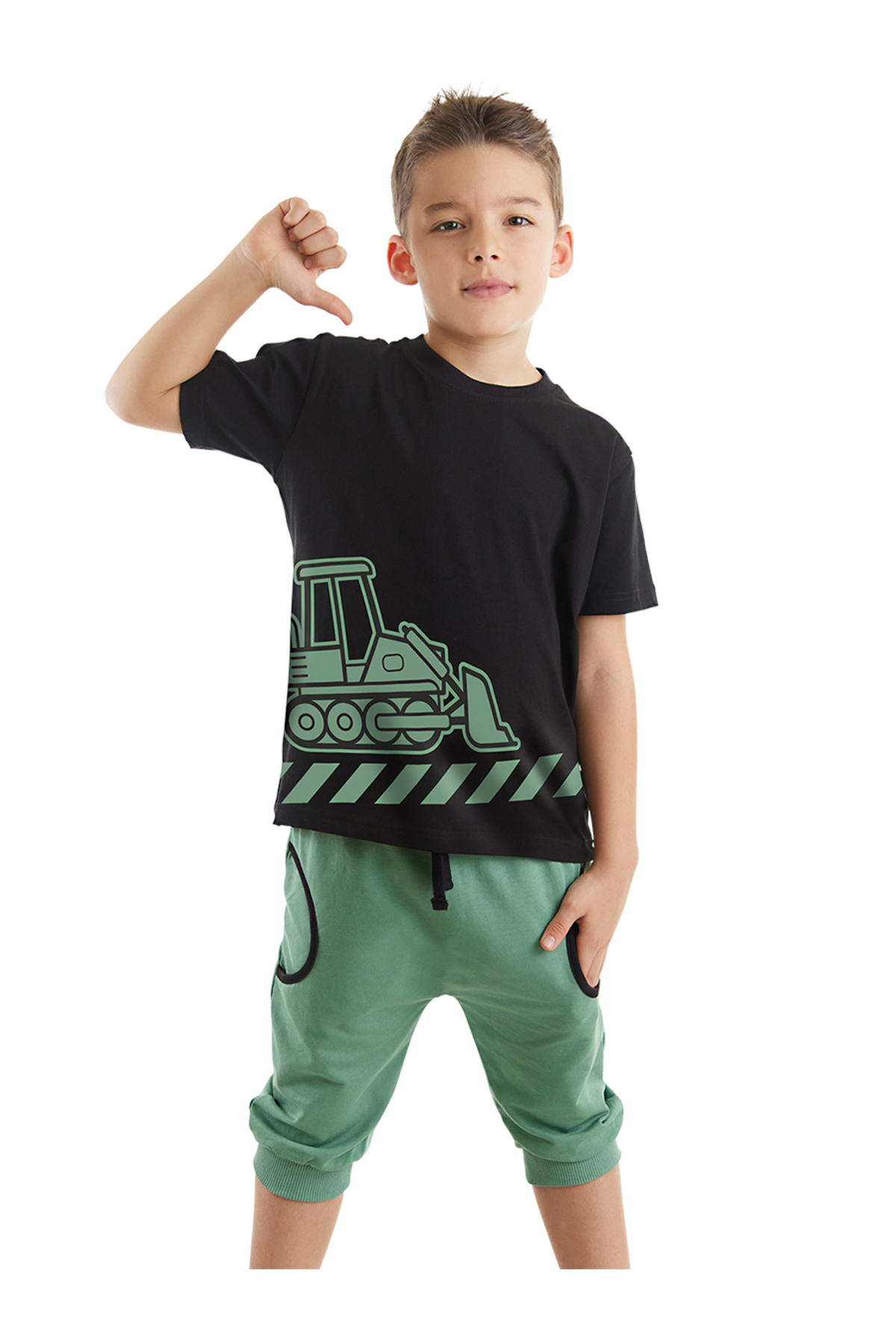 Levně Mushi Dozer On The Road Boy T-shirt Capri Shorts Set
