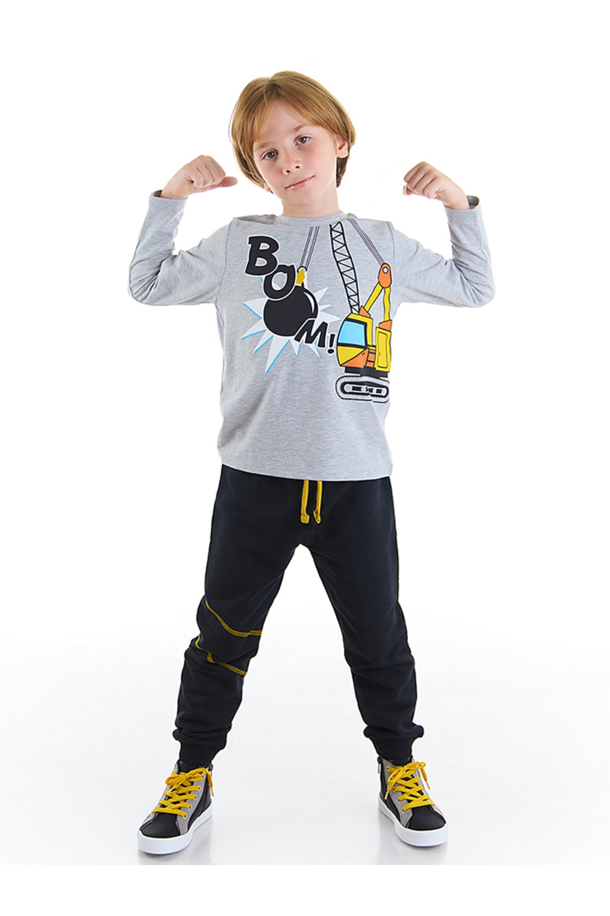 Mushi Boom Construction Equipment Boys T-shirts and Pants Set