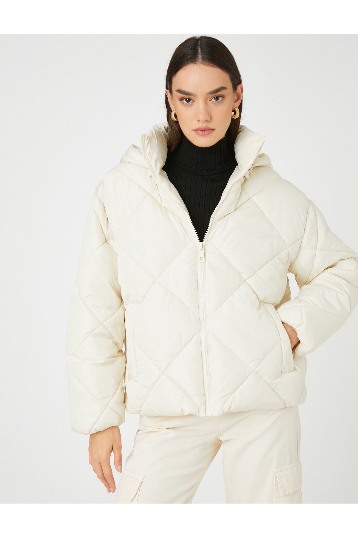 Koton Winter Jacket - Ecru - Puffer