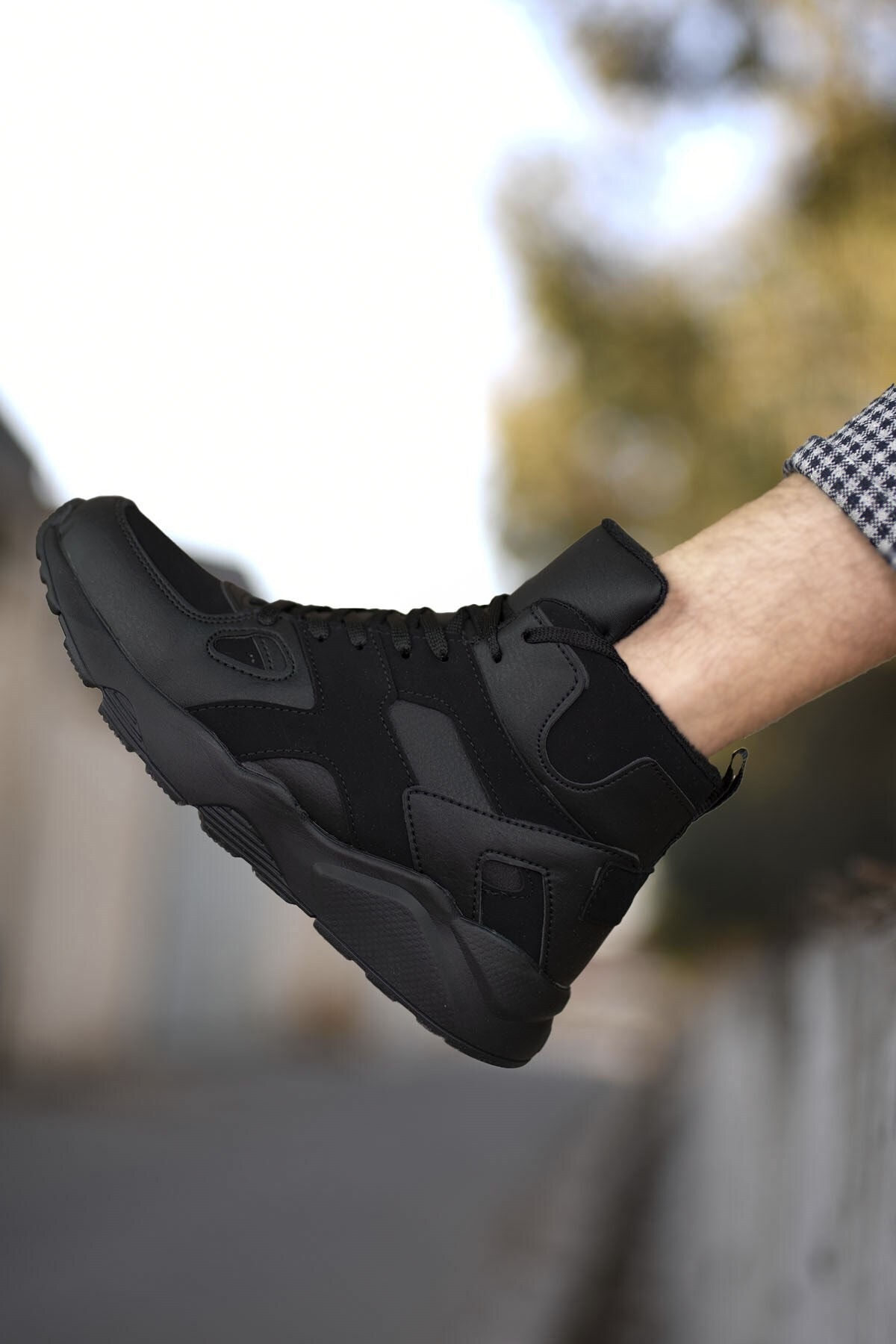 Riccon Ultra Light Black Black Men's Sneaker Boots 0012350