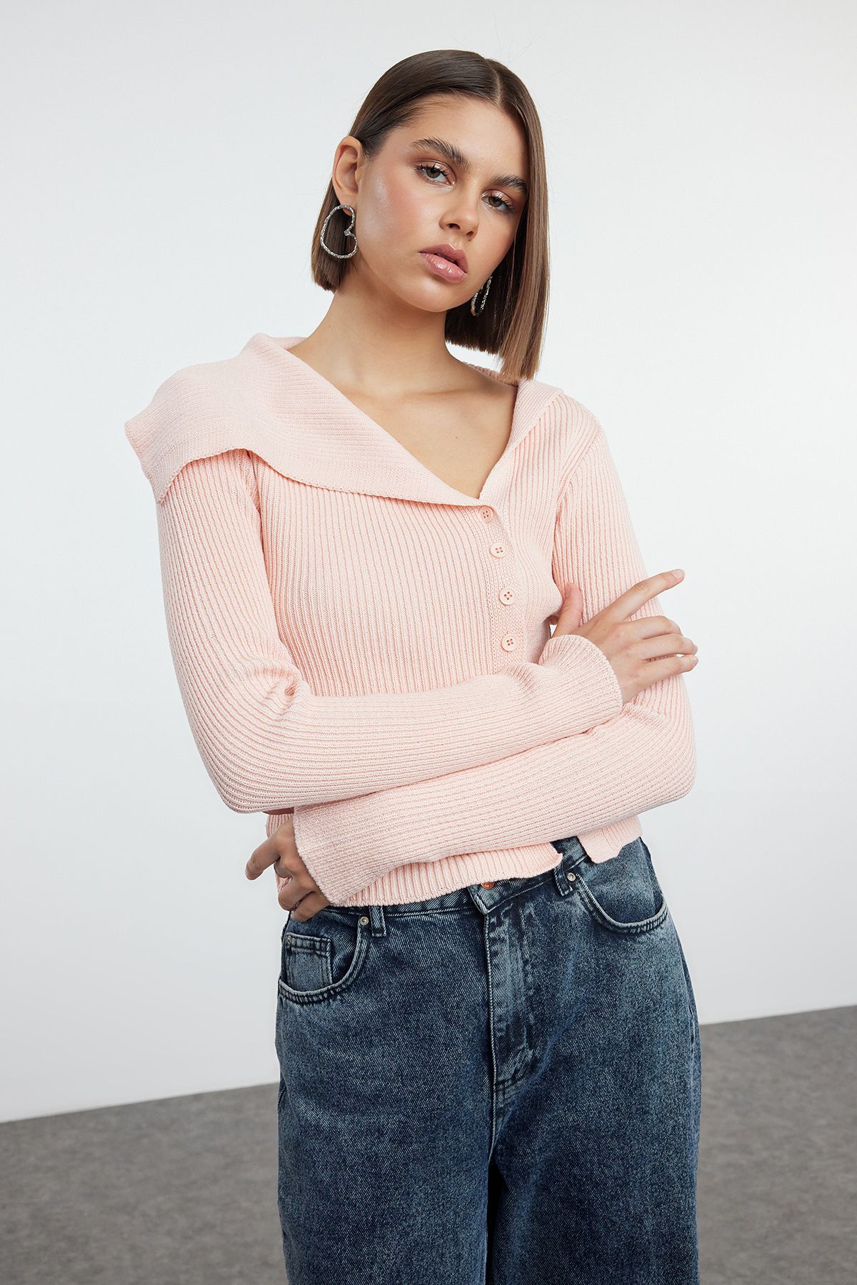 Trendyol Powder Premium Yarn/Special Yarn Knitwear Cardigan