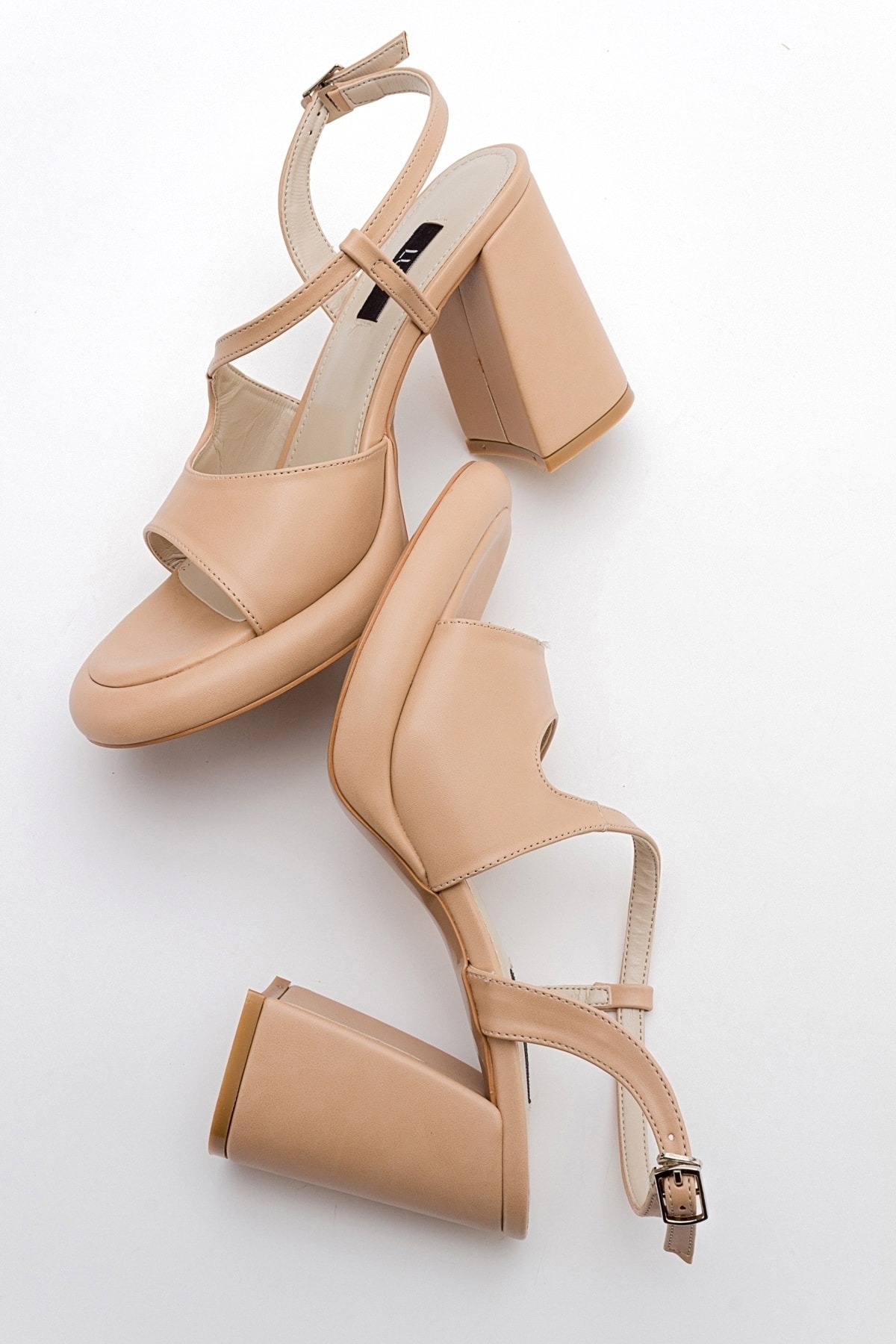 LuviShoes JUGA Women's Beige Skin Heels Shoes
