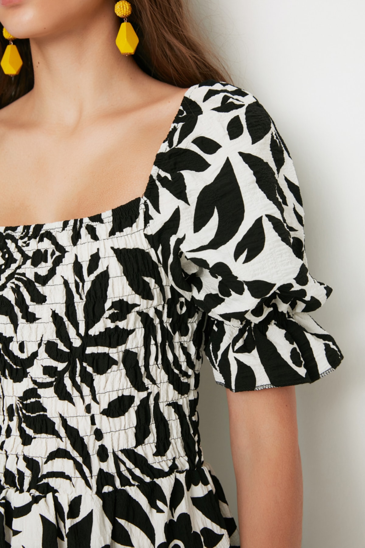 Trendyol Limited Edition Negru Țesut Model Gimped Rochie Midi Țesută