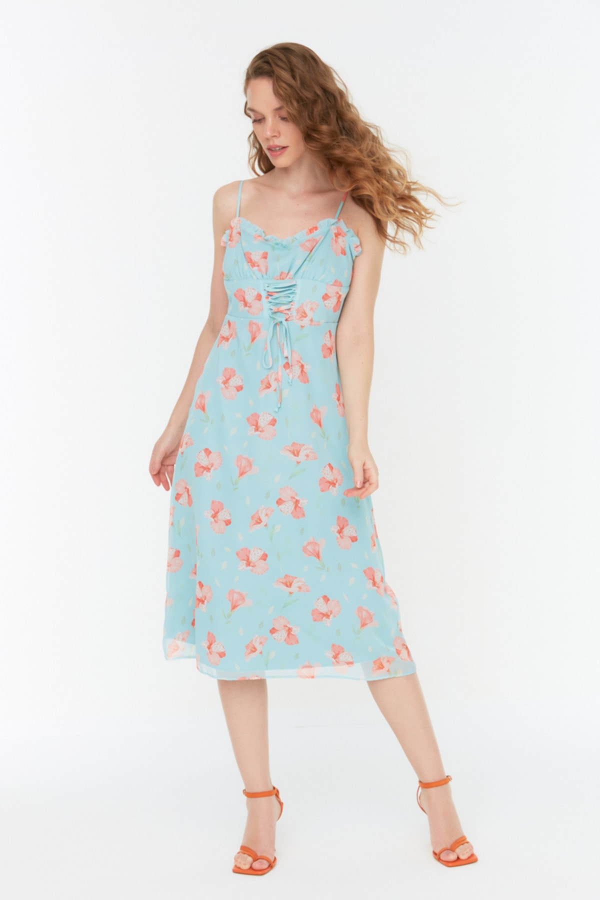 Trendyol Mint Strap Tie Detailed Dress