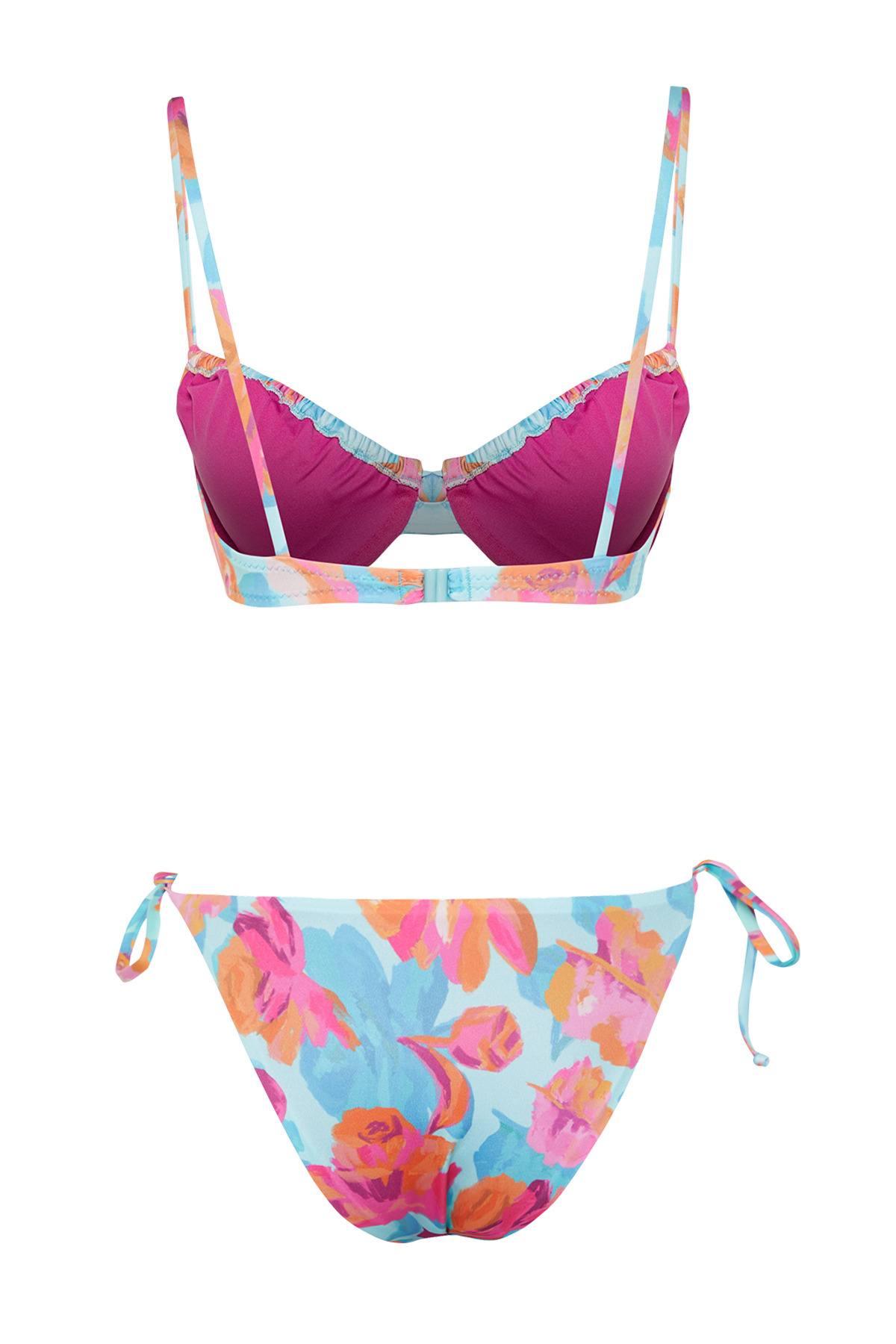 Trendyol Floral Patterned Balcony Tunnel Regular Bikini Set