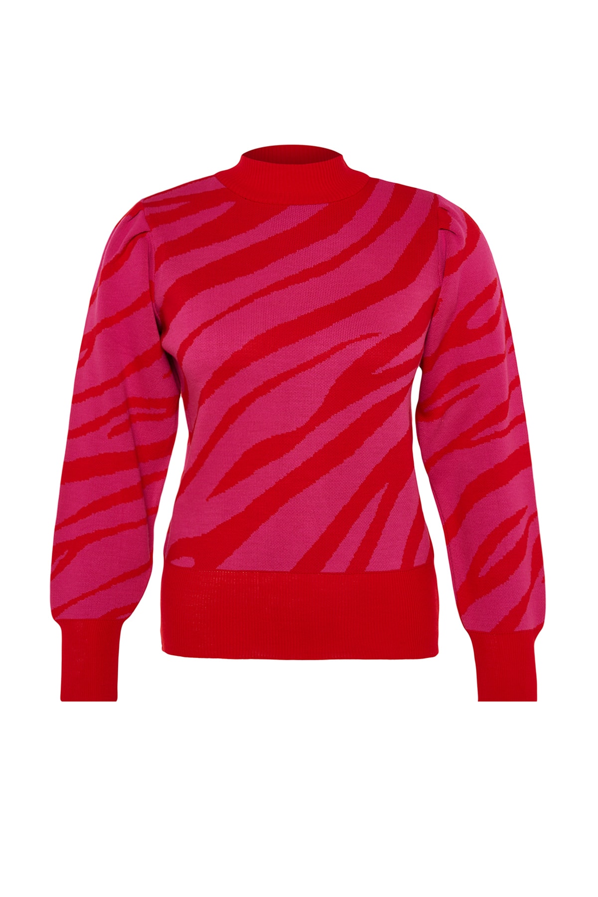 Levně Trendyol Curve Garnet Pletený svetr s vysokým výstřihem