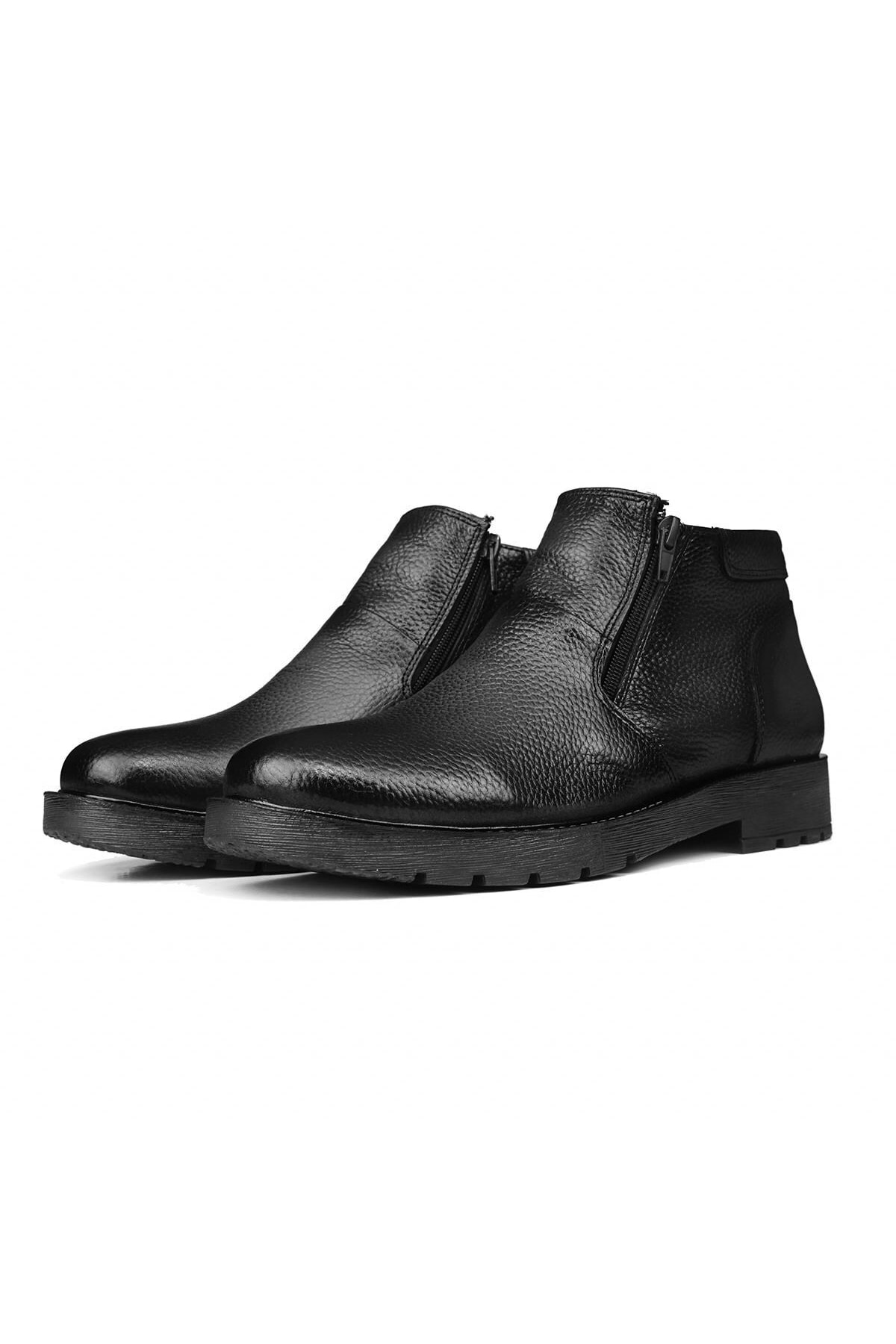 Levně Ducavelli Chelsea Genuine Leather Anti-Slip Sole Zippered Casual Boots Black.