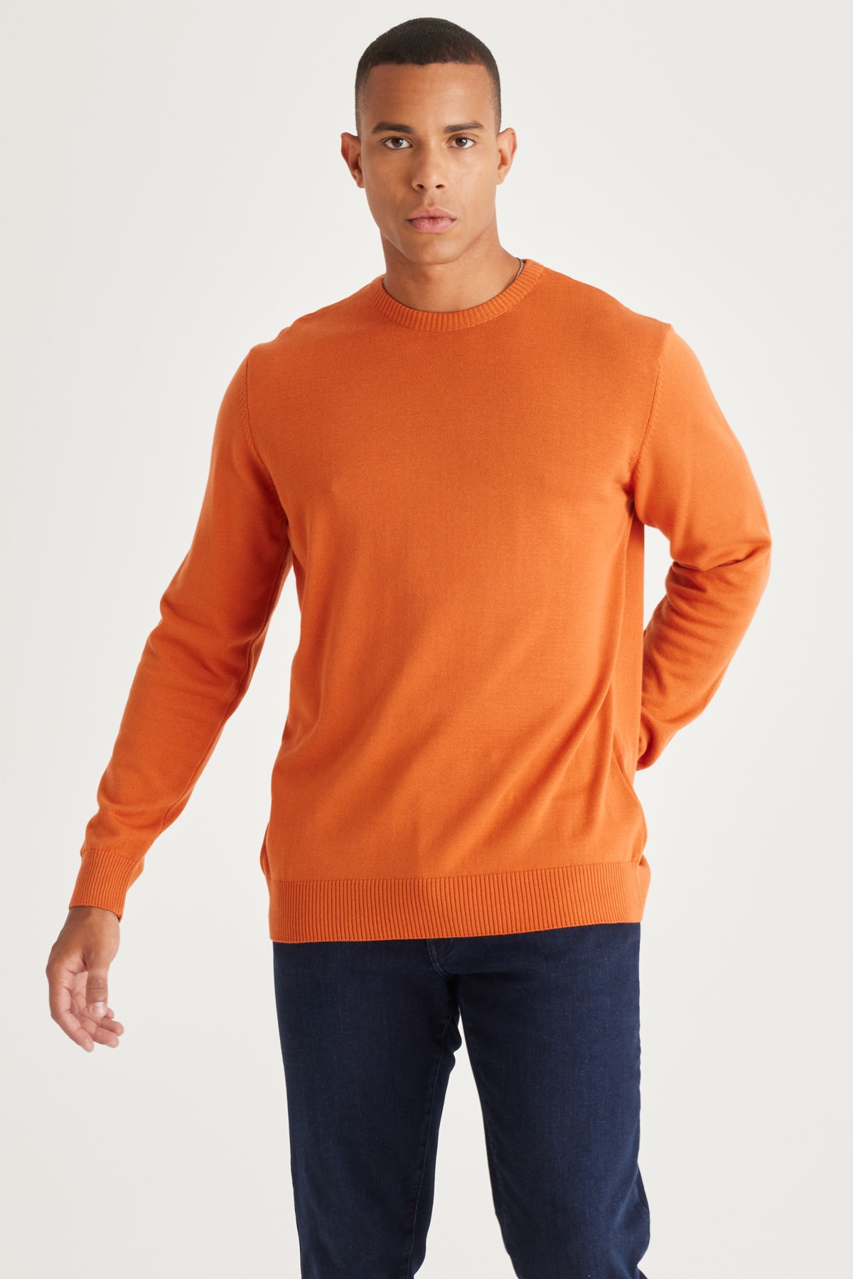 Levně ALTINYILDIZ CLASSICS Men's Tile Standard Fit Regular Fit Crew Neck Cotton Knitwear Sweater