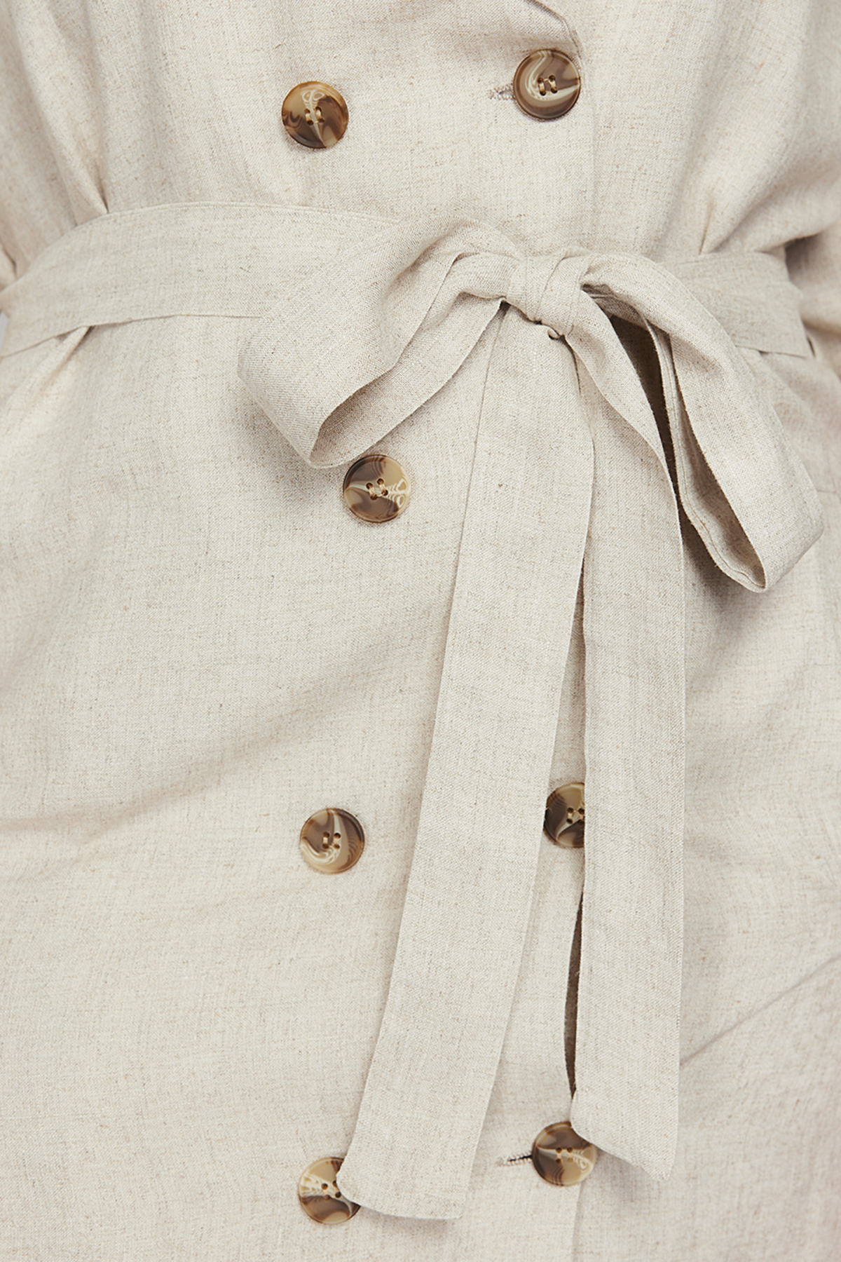 Trendyol Curve Beige Double Breasted Woven Jacket Linen Blend Dress