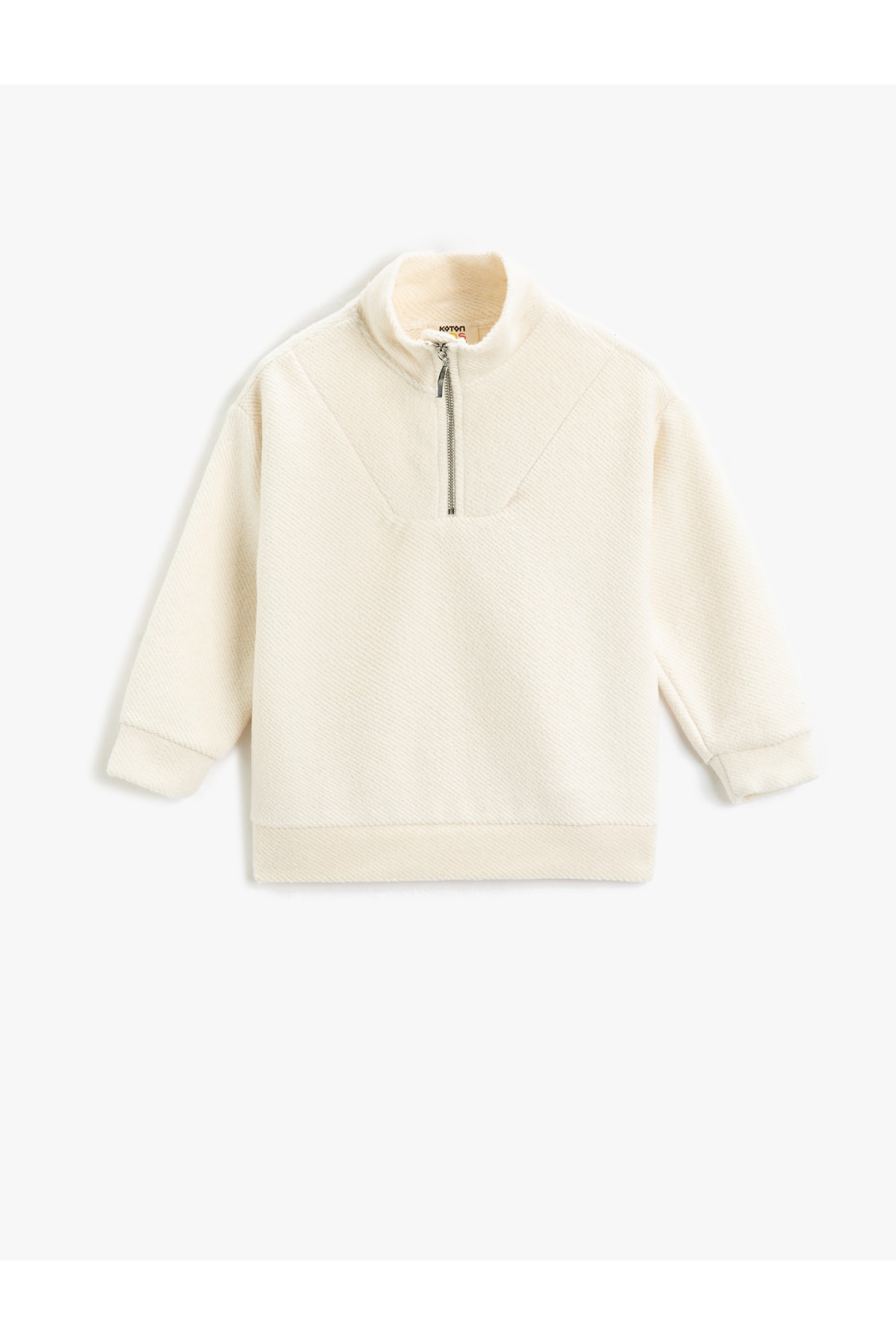 Levně Koton Soft Textured Basic Sweatshirt with Half Zipper Standing Collar Long Sleeved.