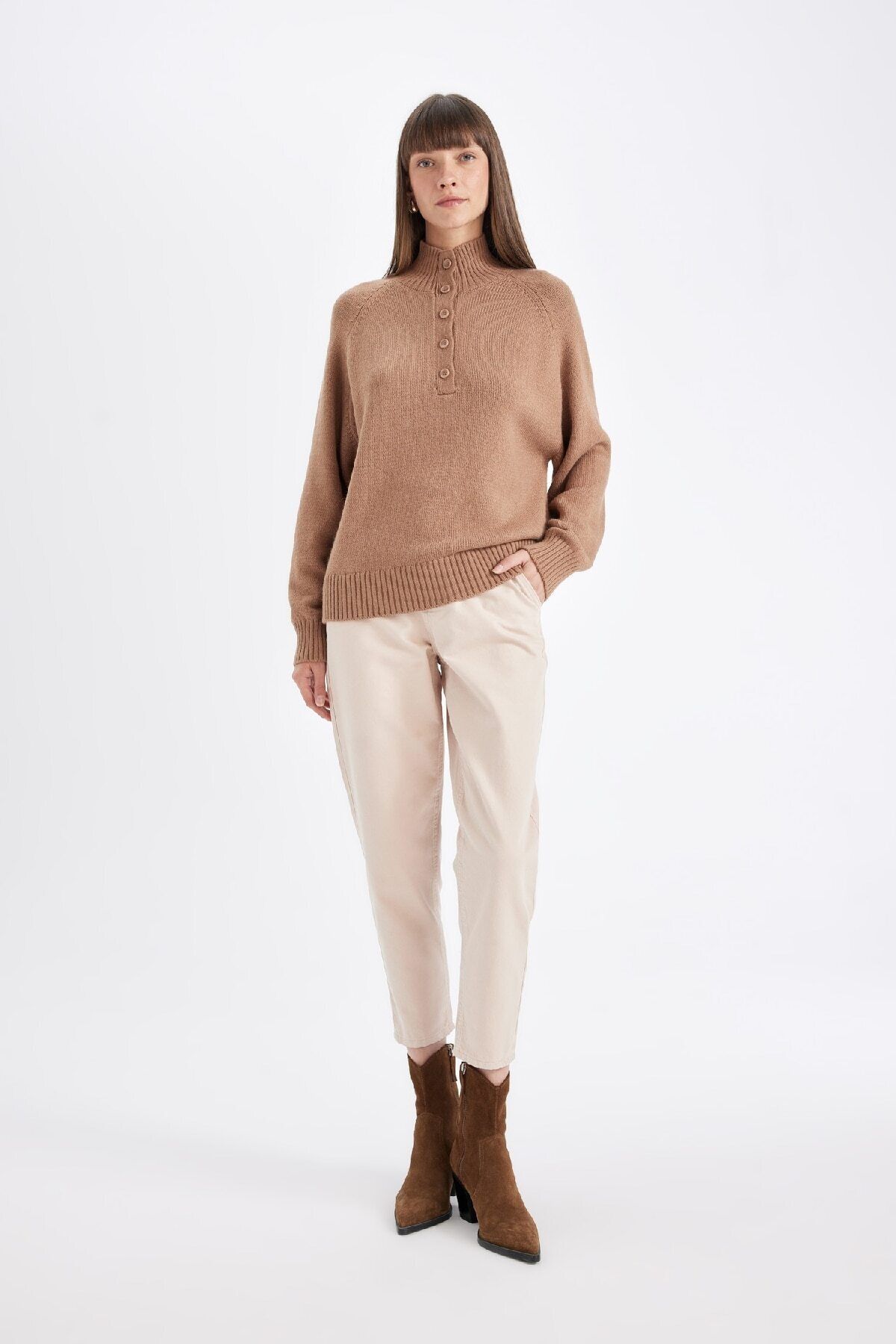 DEFACTO Pocket Paperbag Waist Regular Leg Gabardine Trousers