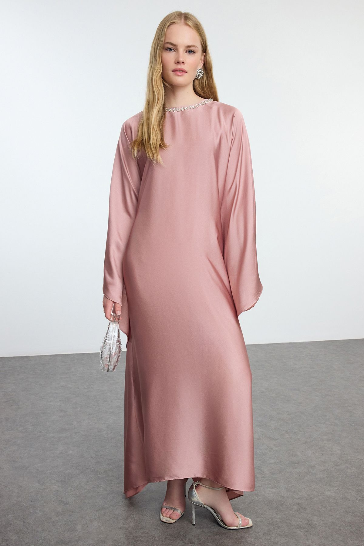 Trendyol Dusty Rose Satin Woven Evening Dress