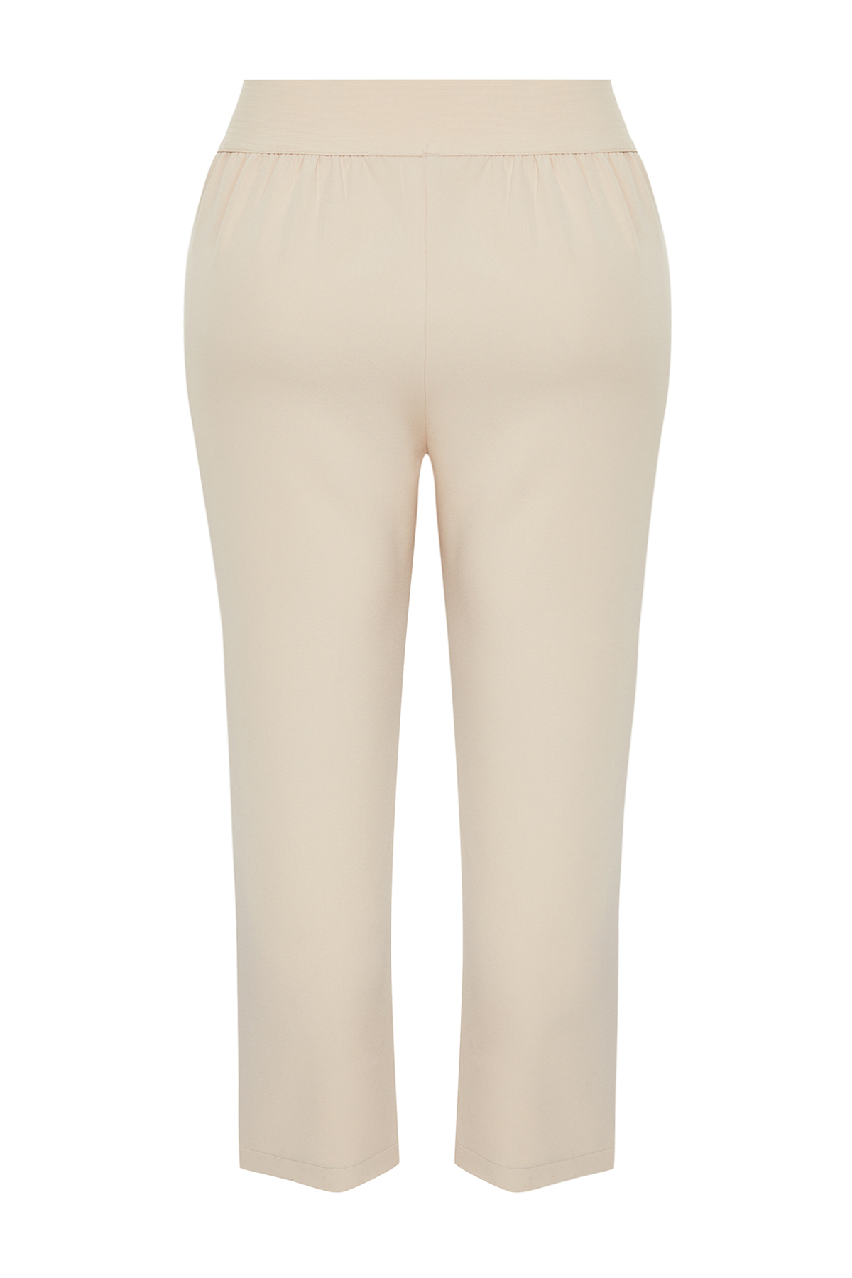 Trendyol Curve Beige Woven Elastic Waist Fabric Trousers