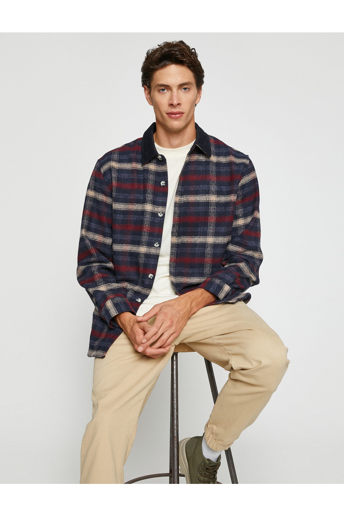 Koton Checkered Lumberjack Shirt Collar Detailed