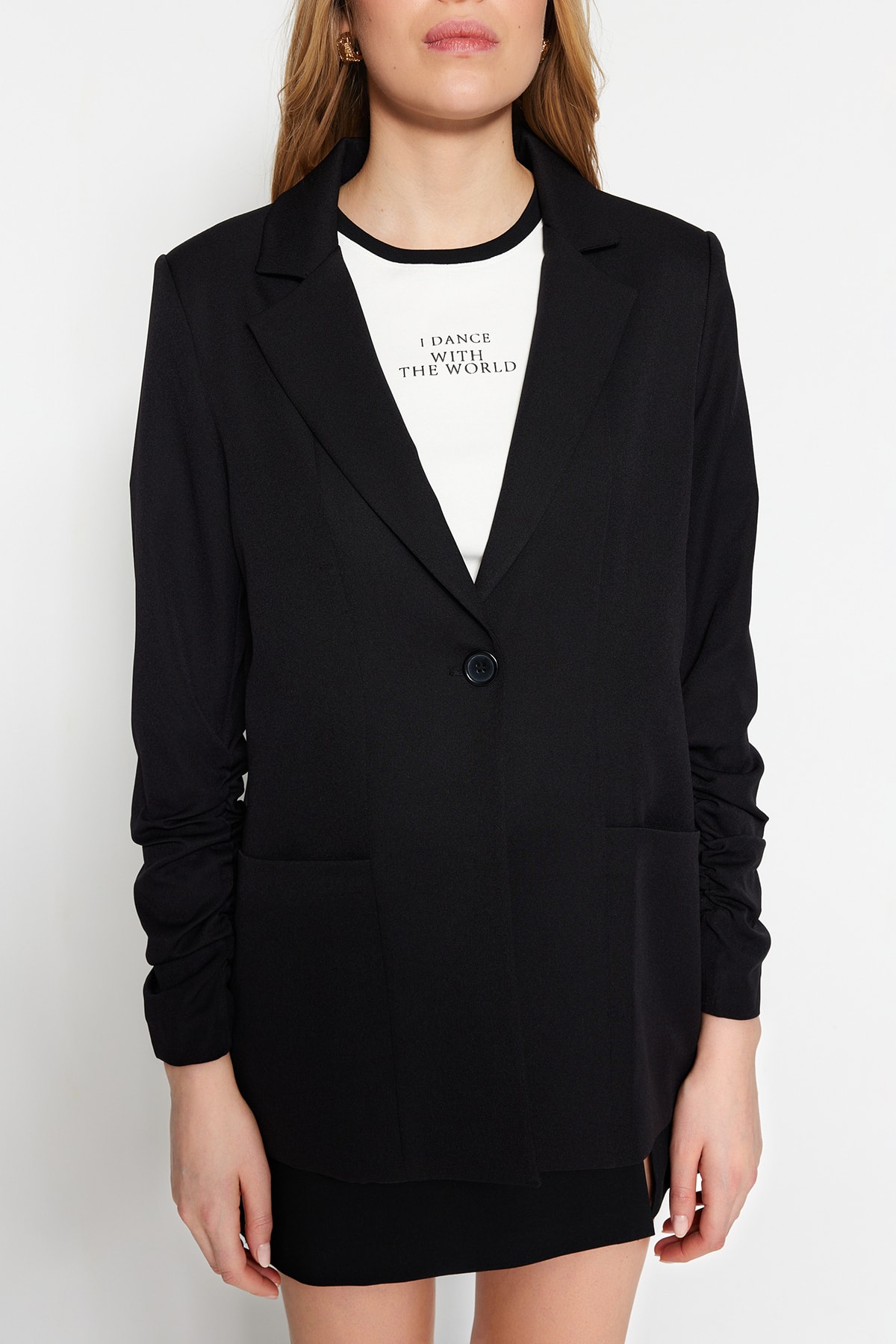 Trendyol Black Regular Blazer Jacket with Woven Lining
