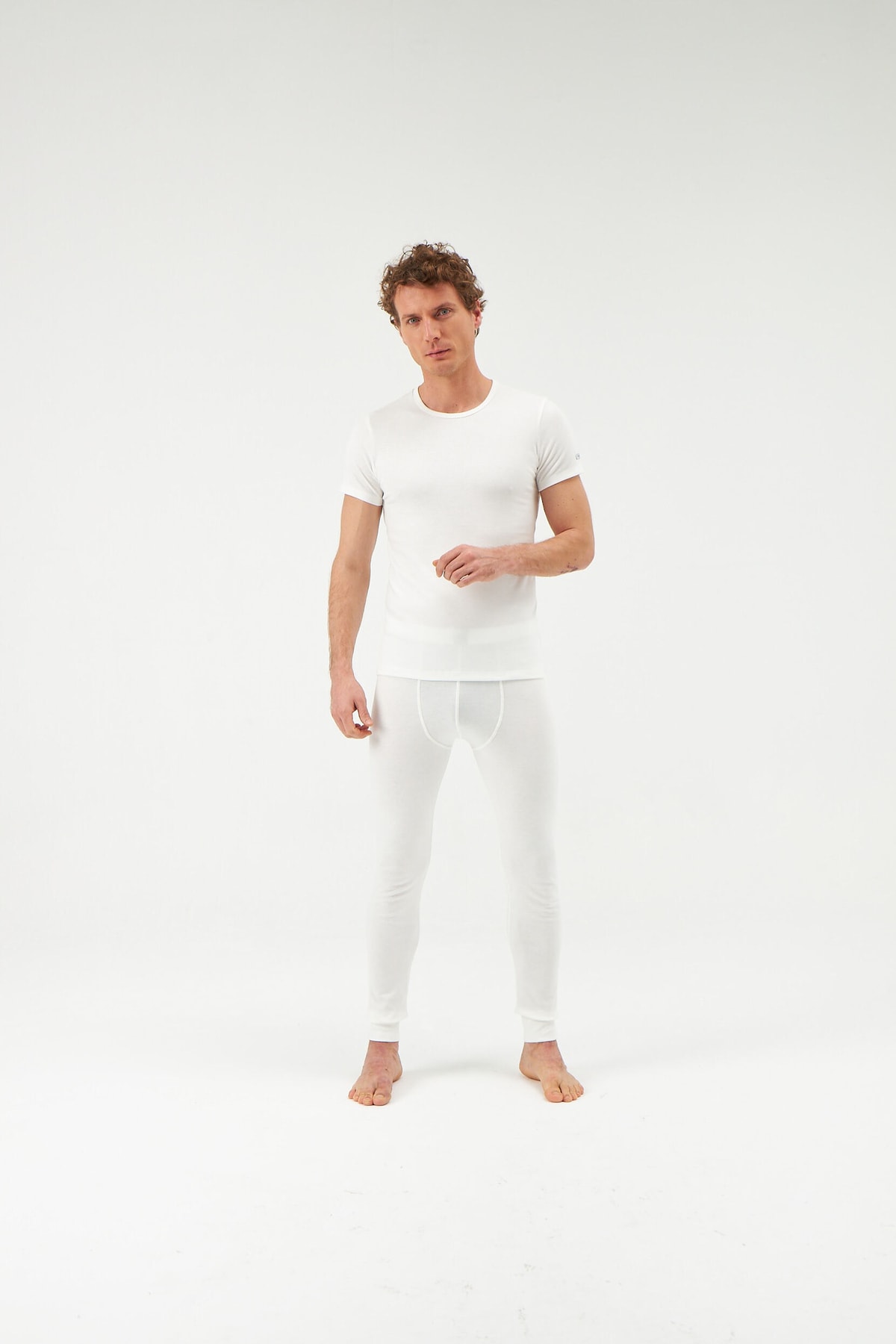 Dagi Ecru Crew Neck Short Sleeve Men's Top Thermal Underwear