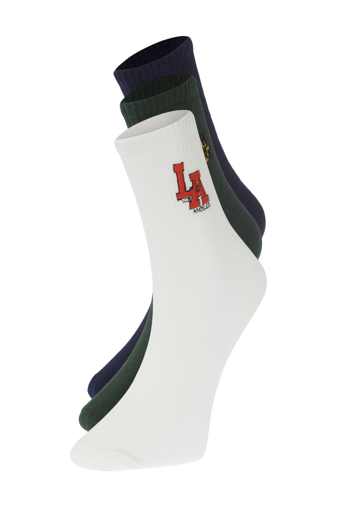 Levně Trendyol Multicolored 3 Pack Cotton City Embroidered College-Tennis-Medium Size Socks