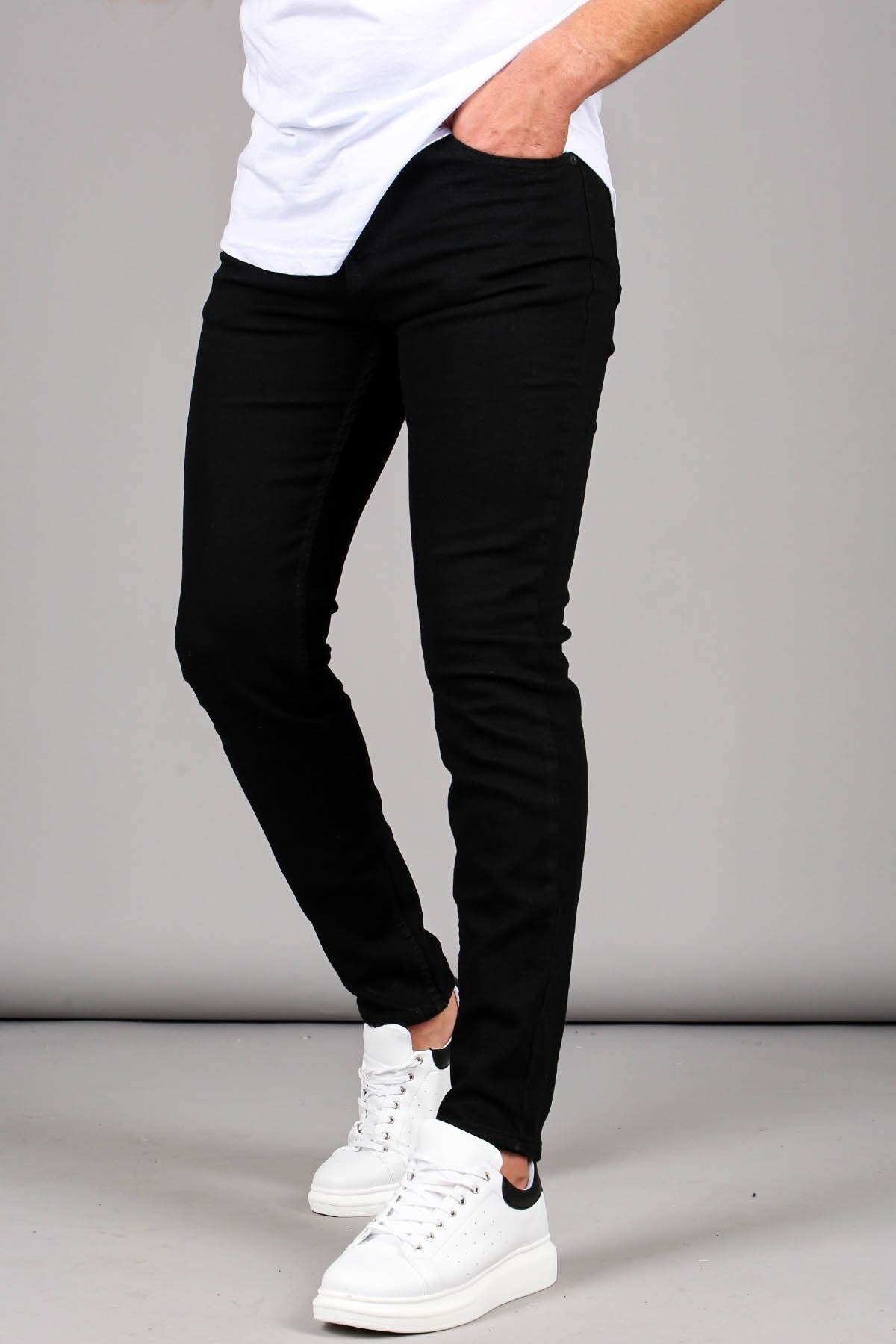 Levně Madmext Black Lycra Skinny Fit Men's Jeans 6302