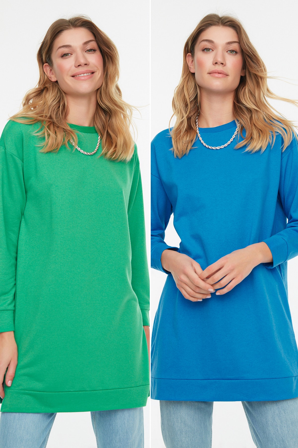 Trendyol Blue-Green Knitted Hijab Sweatshirt