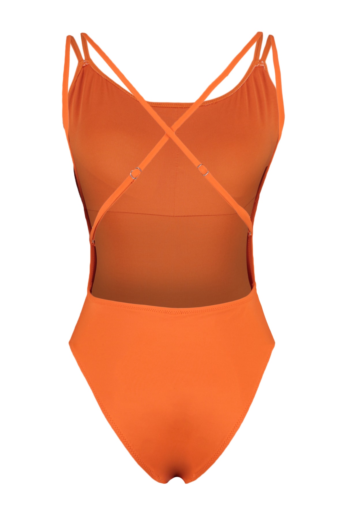 Trendyol Pomegranate Flower Round Neck Low-Cut Back Regular Leg Swimsuit