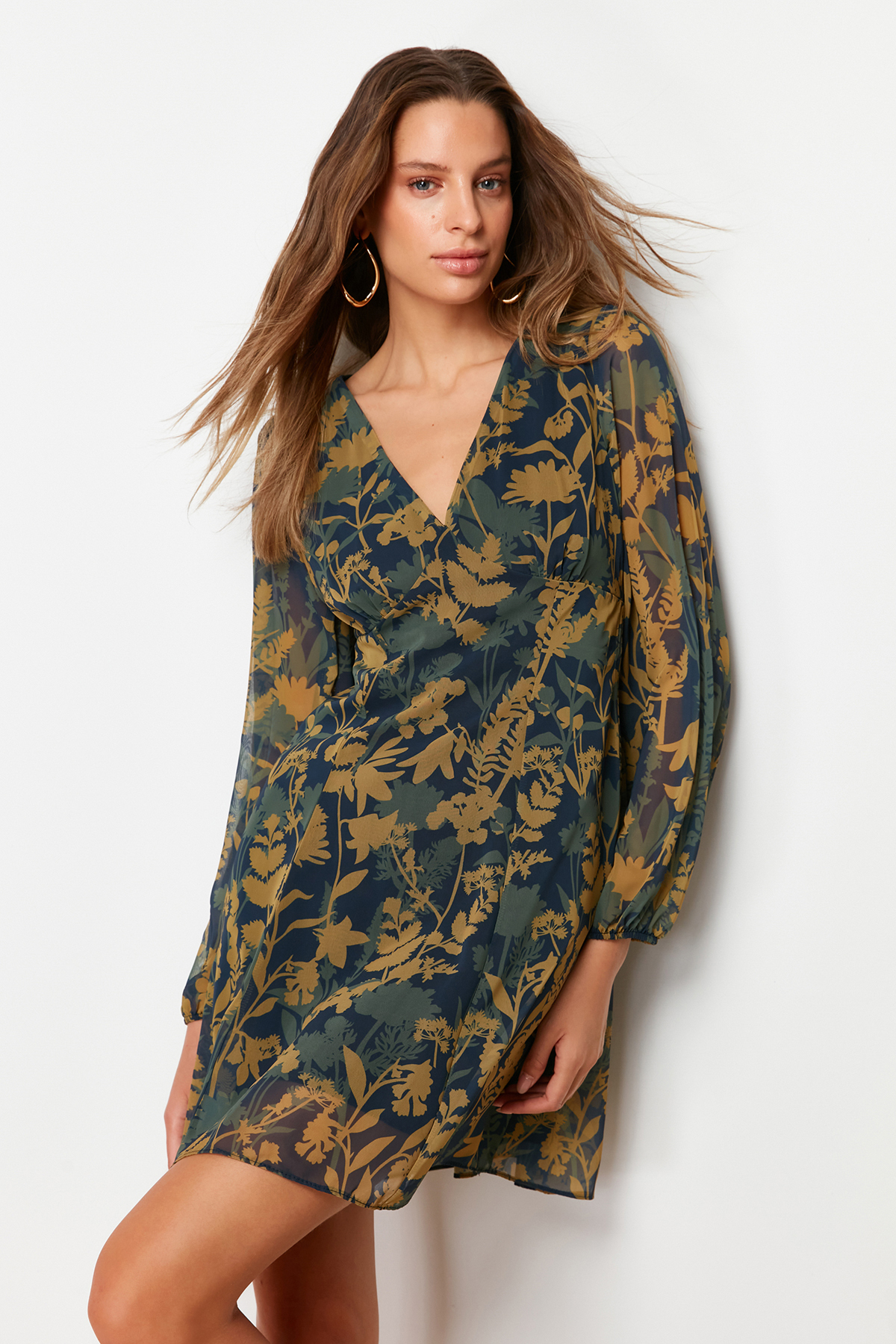 Rochie țesută țesută Trendyol Multi Color A-Cut