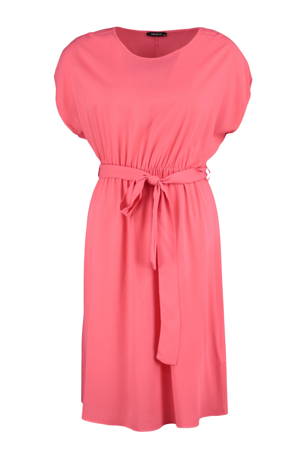 Rochie țesută din vâscoză roz Trendyol cu detalii din dantelă