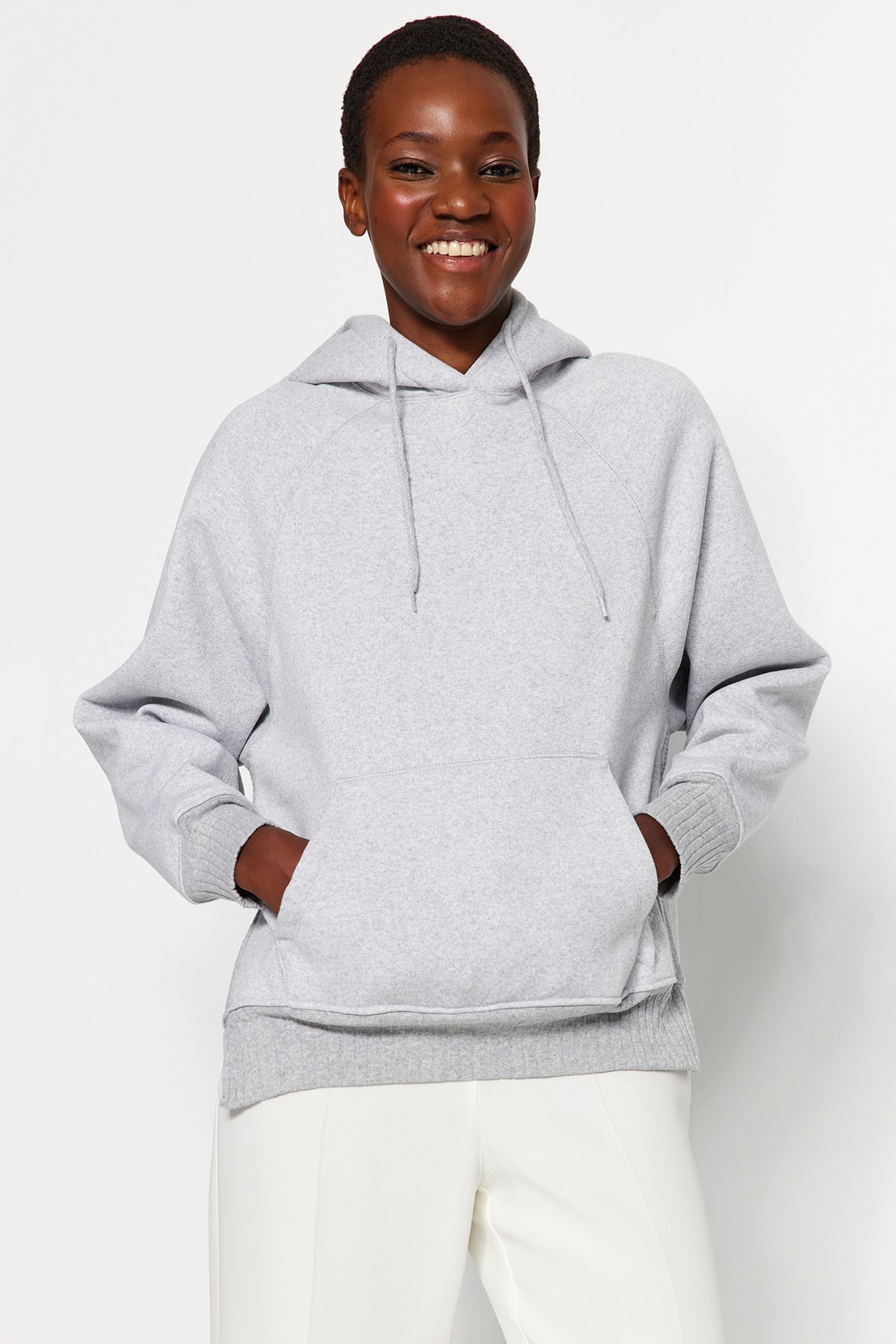 Trendyol Sweatshirt - Gray - Oversize