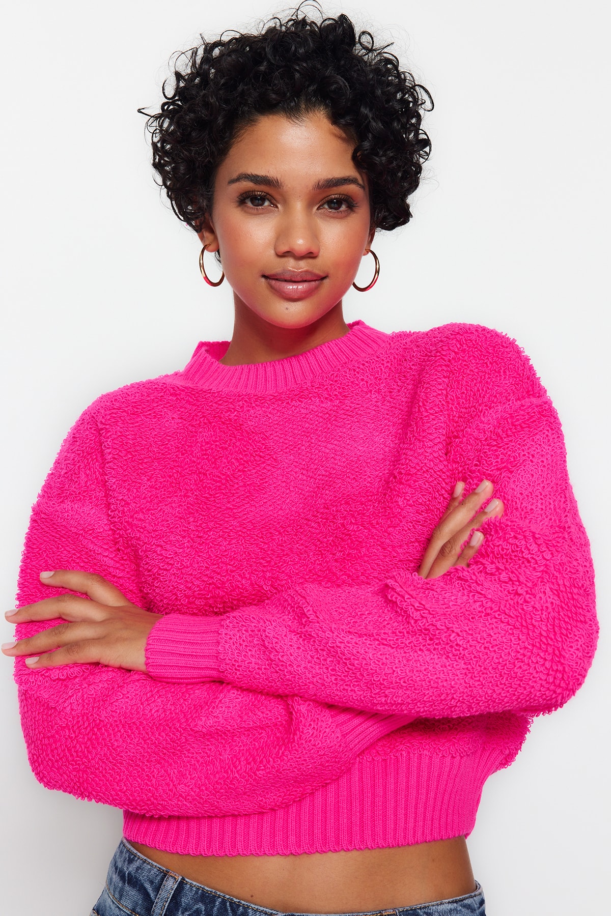 Trendyol Fuchsia Soft Textured Knitwear Sweater