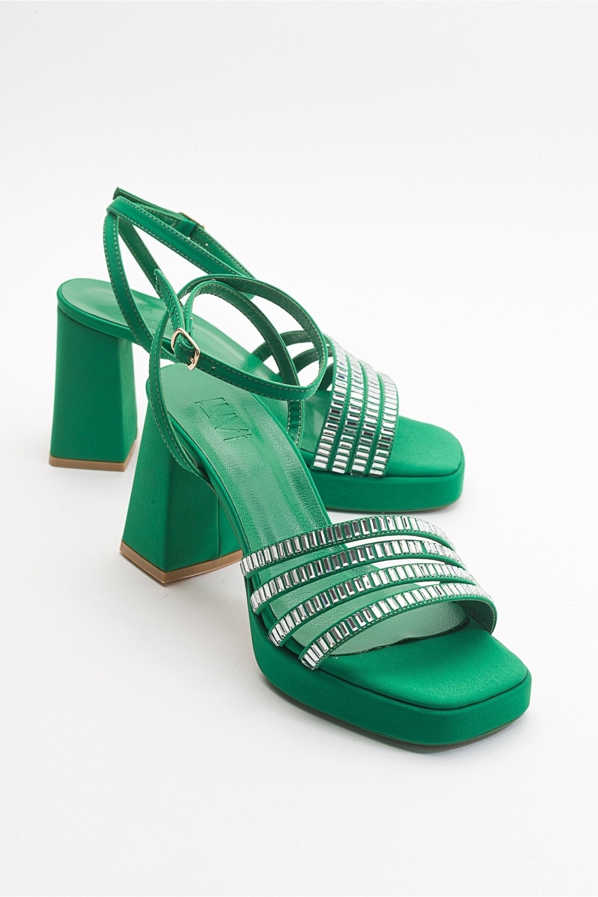 Levně LuviShoes Nove Green Women's Heeled Shoes