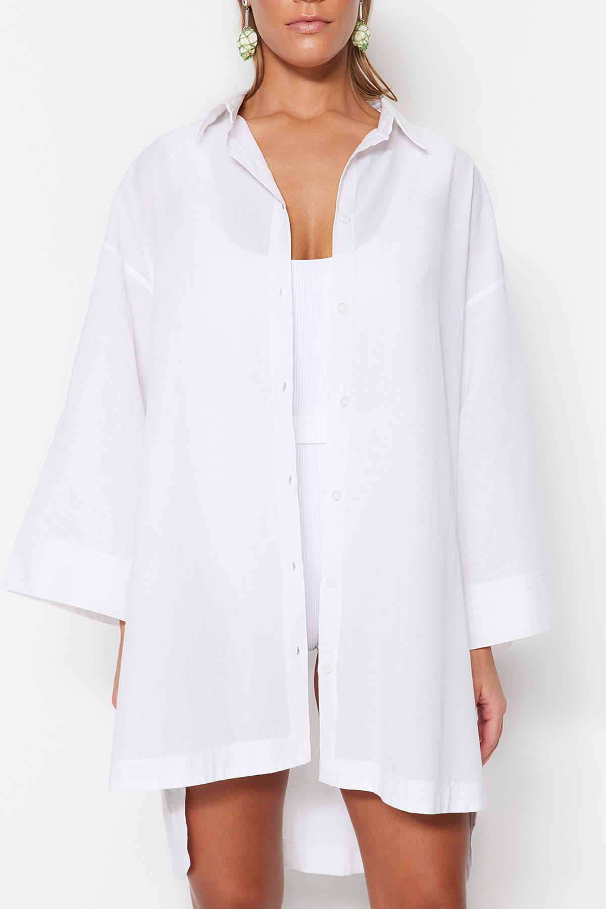 Trendyol White Woven 100% Cotton Shirt