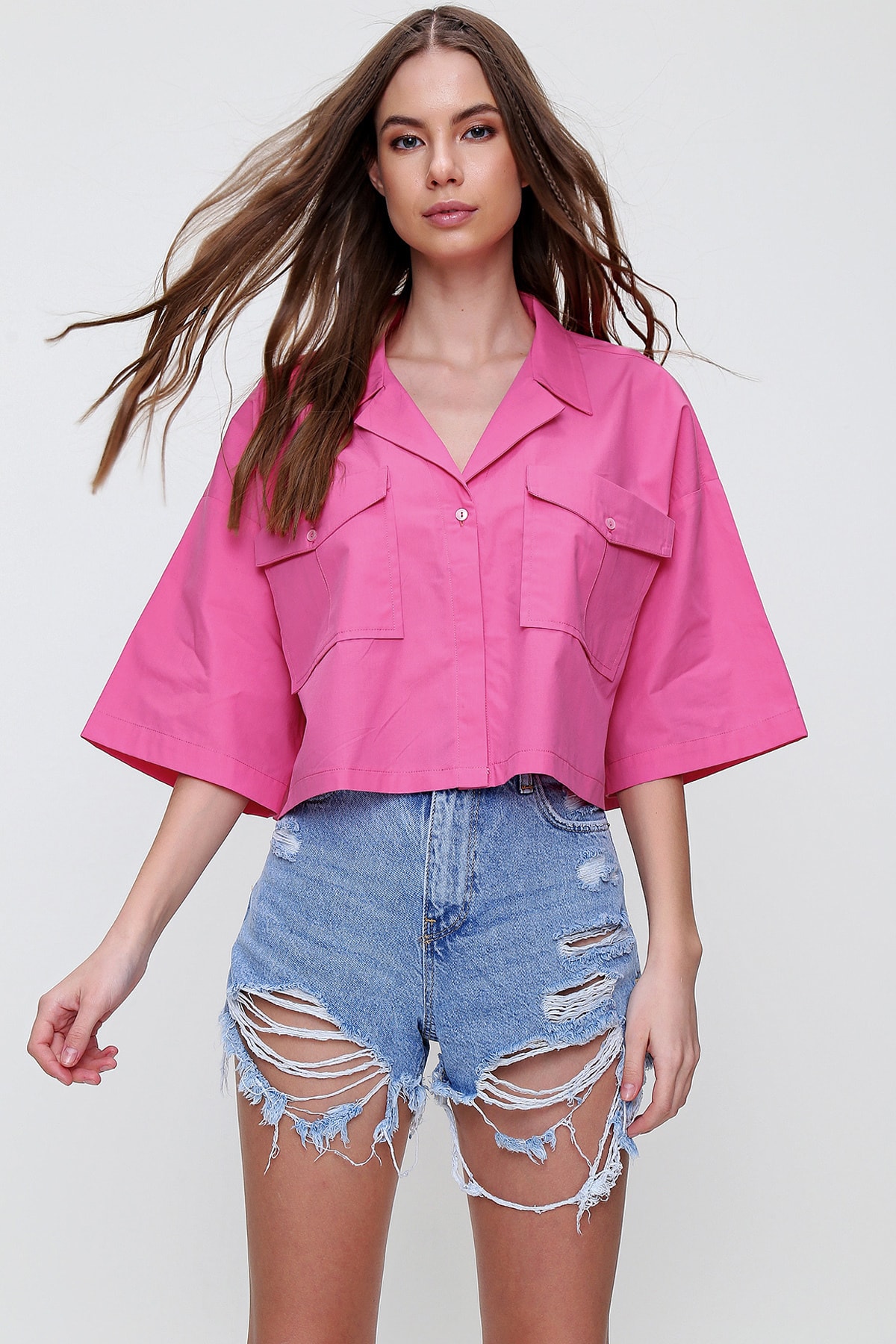 Levně Trend Alaçatı Stili Shirt - Pink - Regular fit
