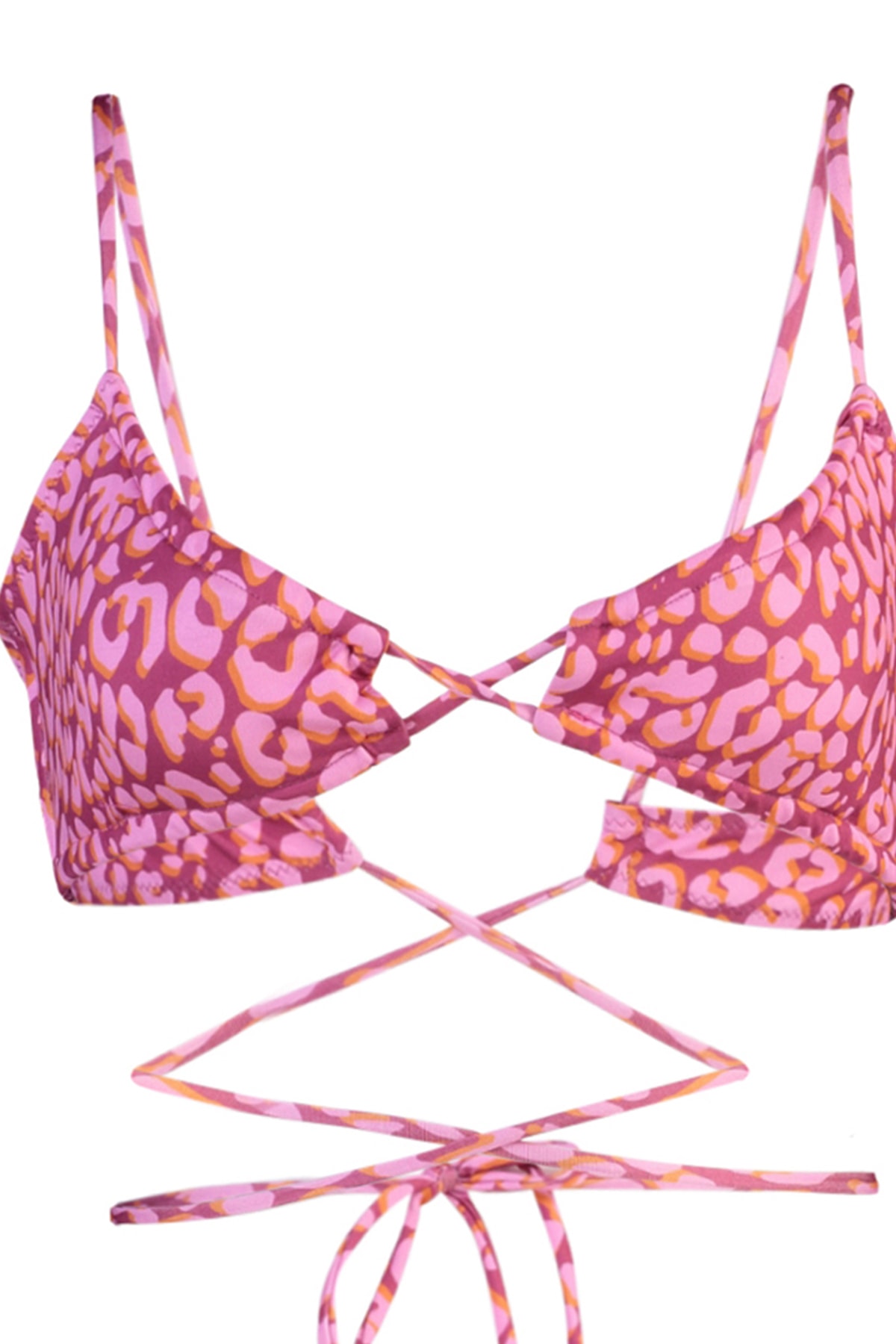 Trendyol Animal Print Triangle Tie Bikini Top