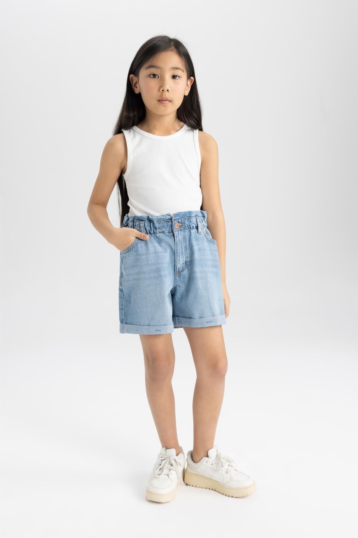 DEFACTO Girl's Paperbag Jean Shorts