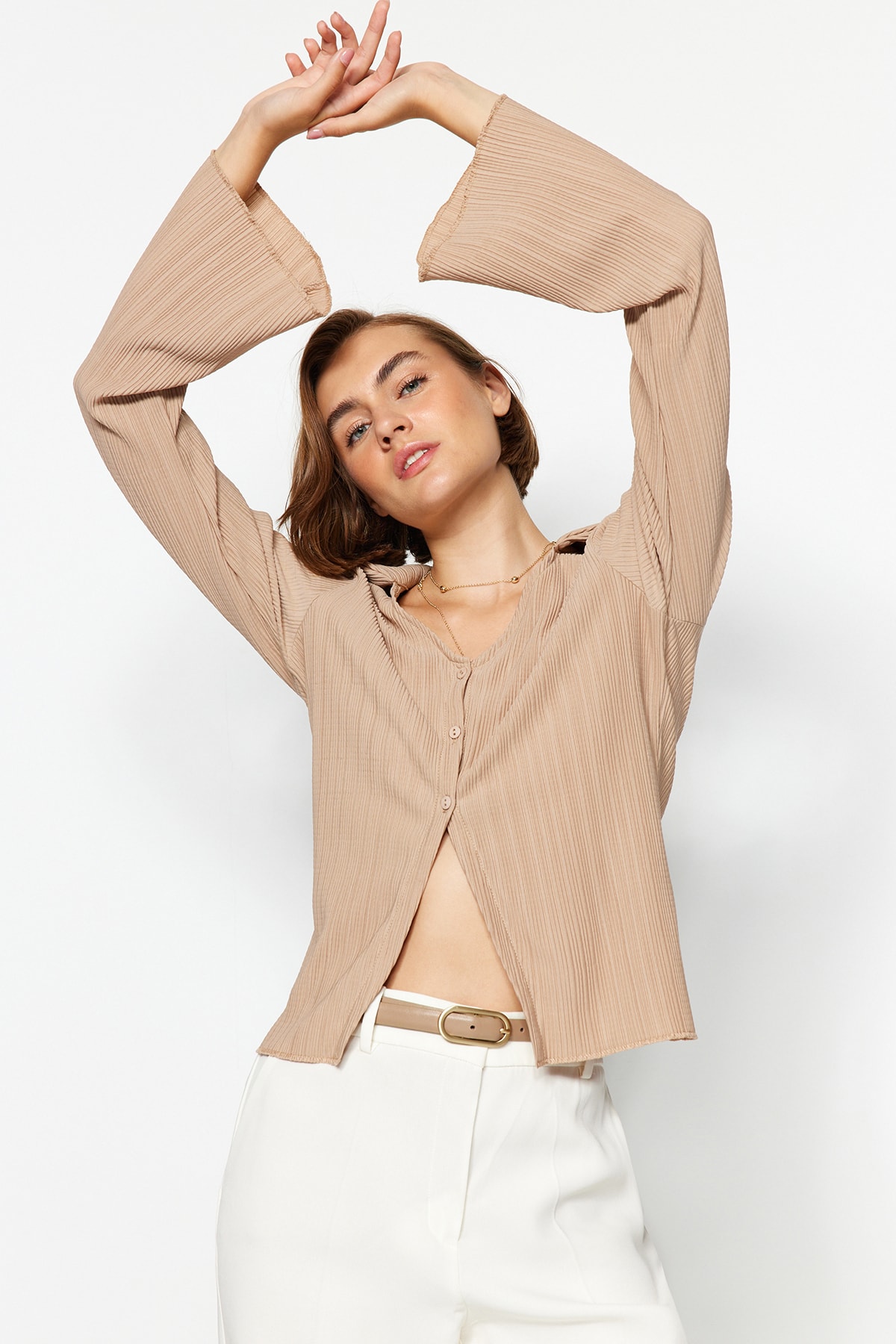 Trendyol Shirt - Beige - Regular fit