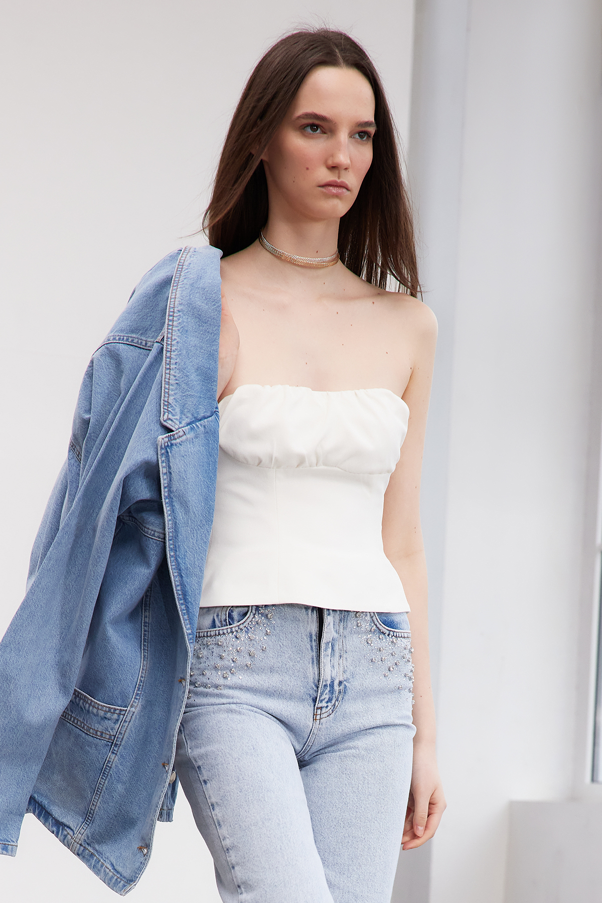 Trendyol Limited Edition Ecru Strapless Woven Blouse