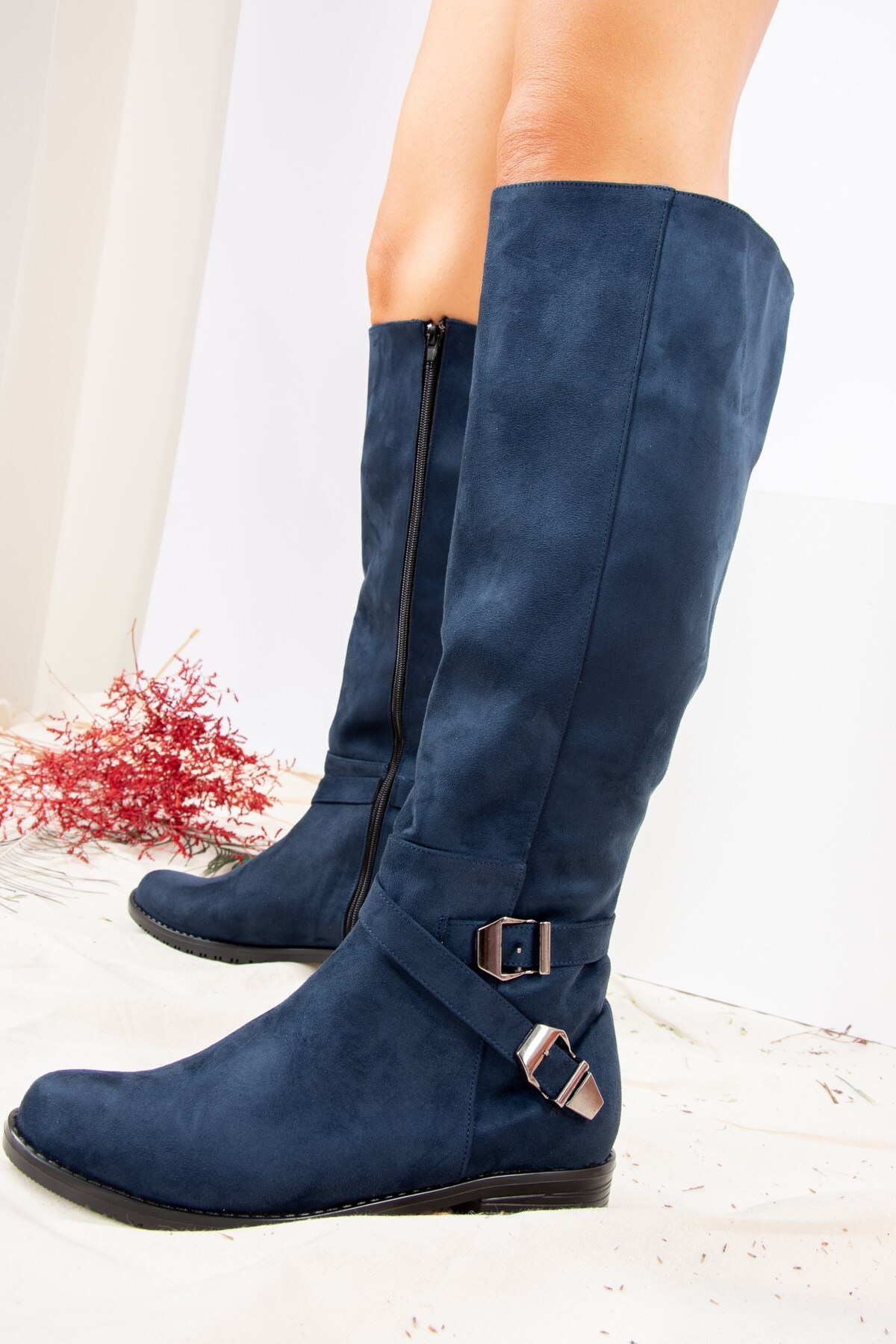 Fox Shoes Navy Blue Women's Suede Boots