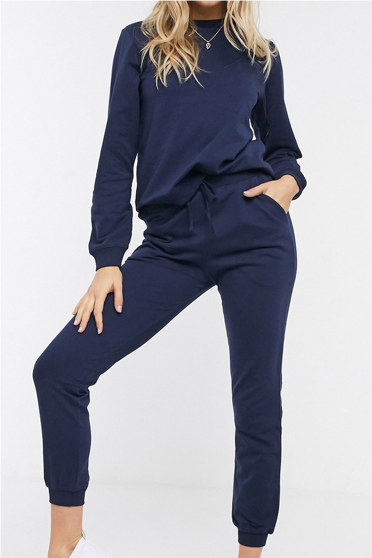 Levně Know Women's Navy Blue Cotton Pajamas Set