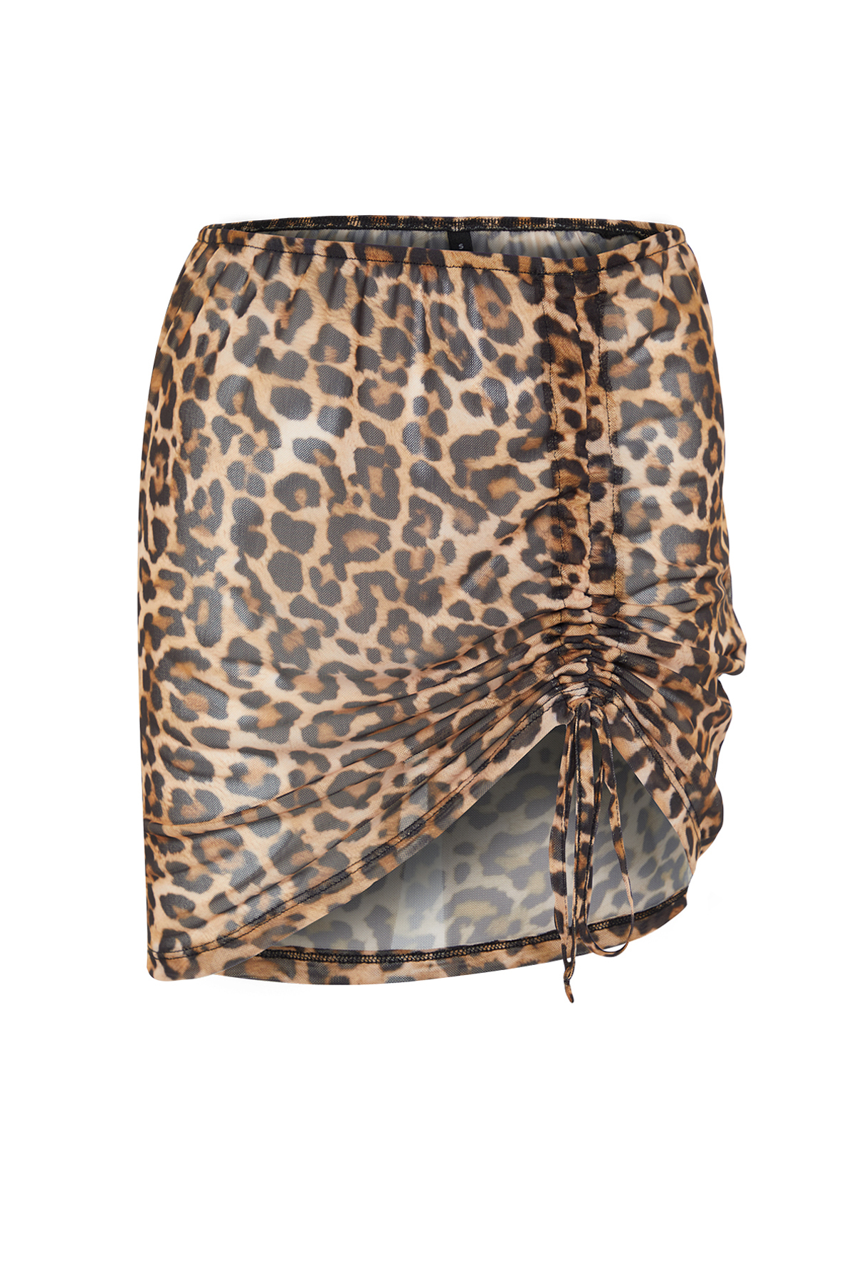 Trendyol Leopard Patterned Mini Knitted Pleated Mesh Beach Pareo