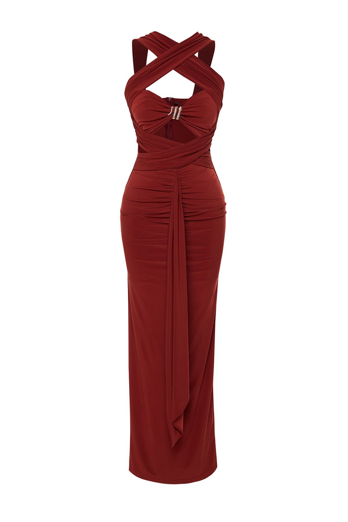 Trendyol X Zeynep Tosun Tile Cut Out Snake Accessory Detailed Evening Dress &amp; Graduation Dress