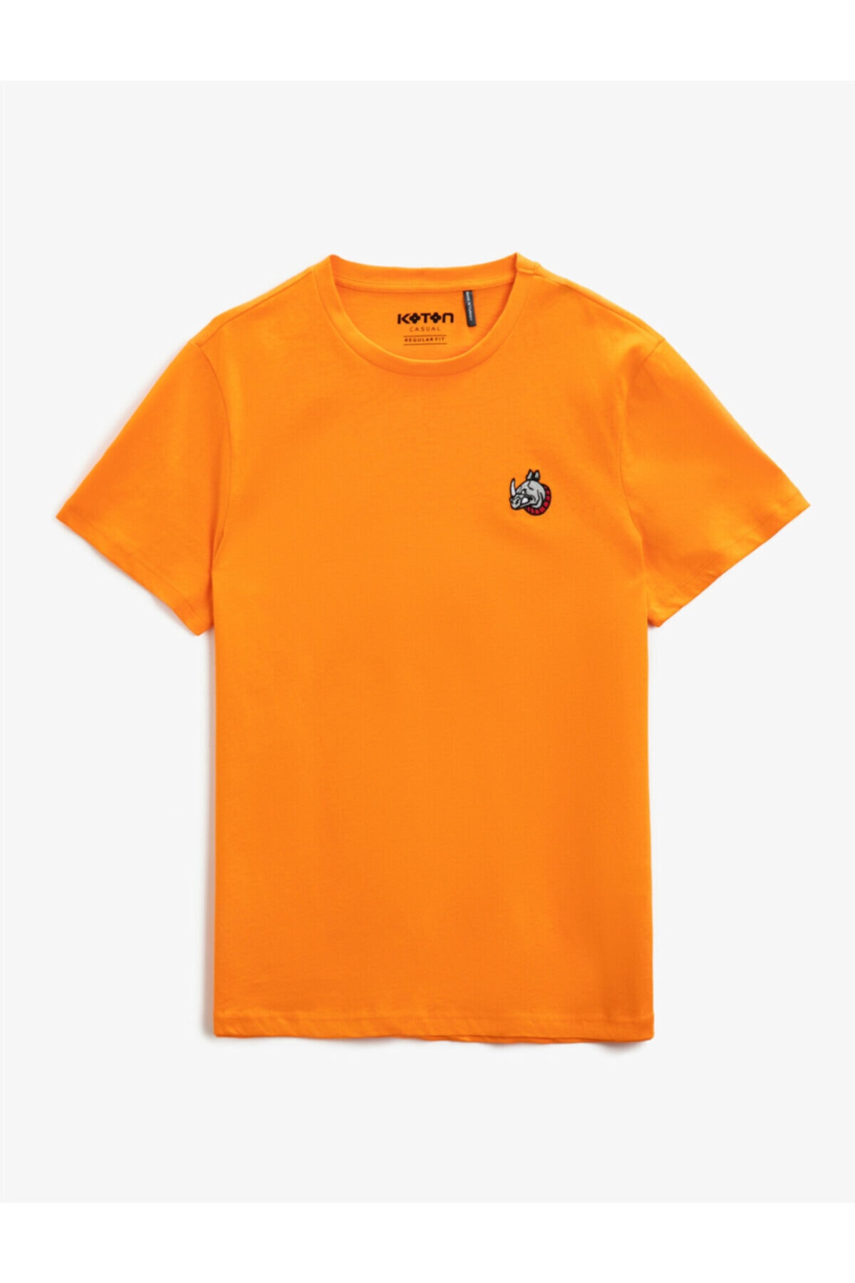 Koton Men's Embroidered Cotton Crew Neck T-Shirt