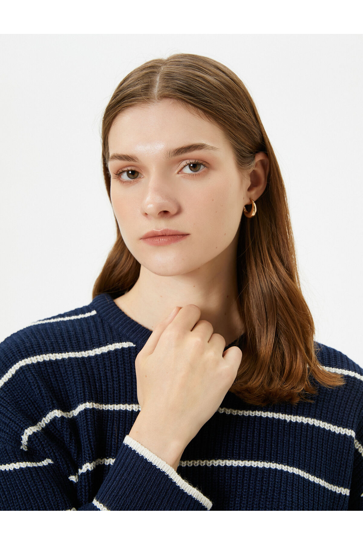 Levně Koton Wide Collar Sweater Half Zipper Knitted
